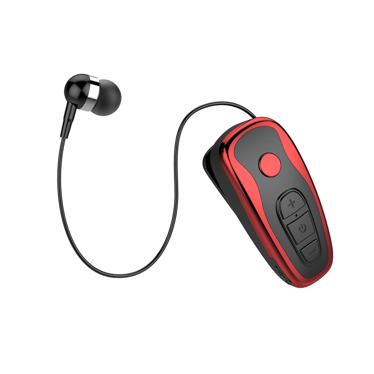 Retractable Clip On Wireless Headset with Mic for Phone Sport Running Red
