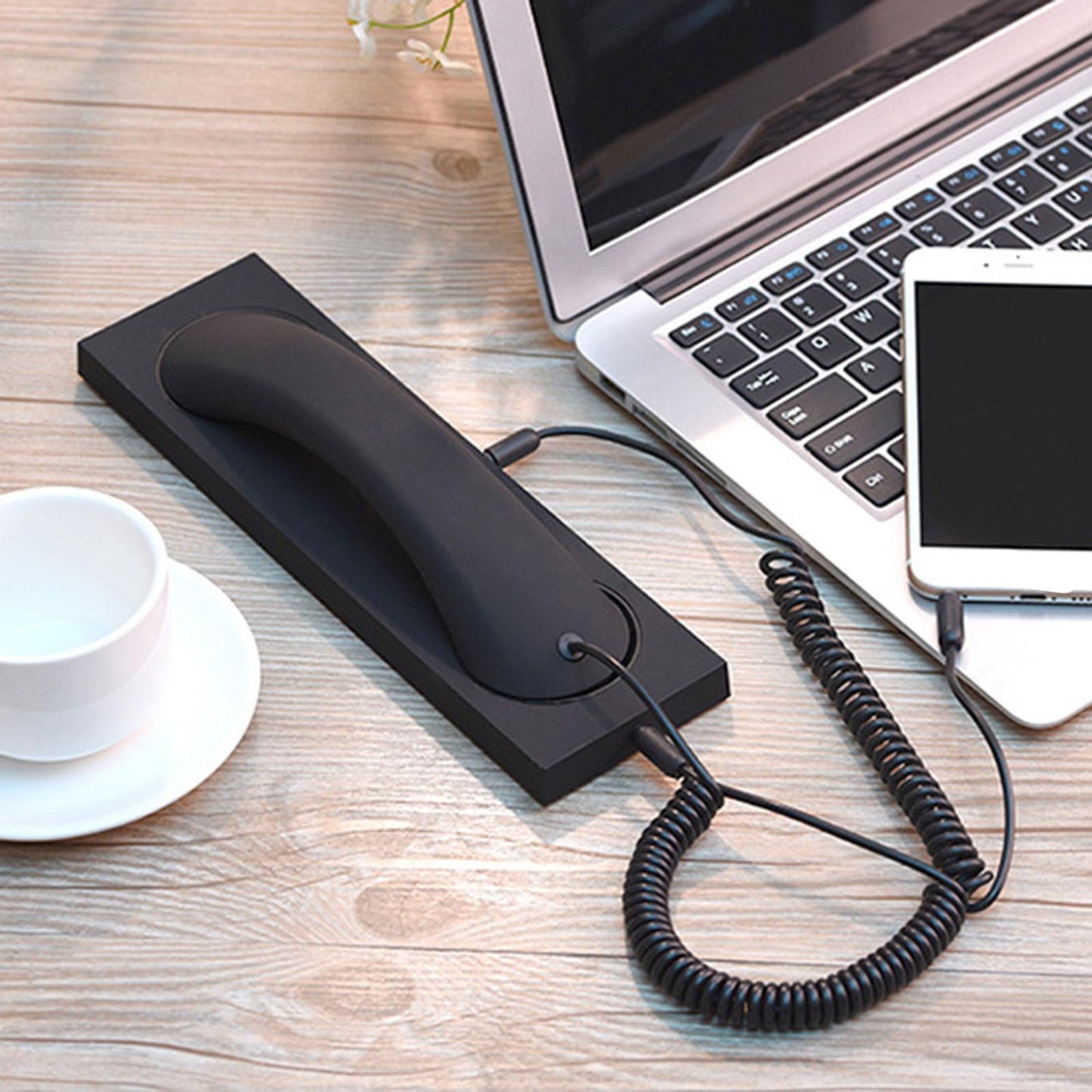 Retro Phone Handset Headset Comfortable Call Fashion for iPhone Smartphones Black