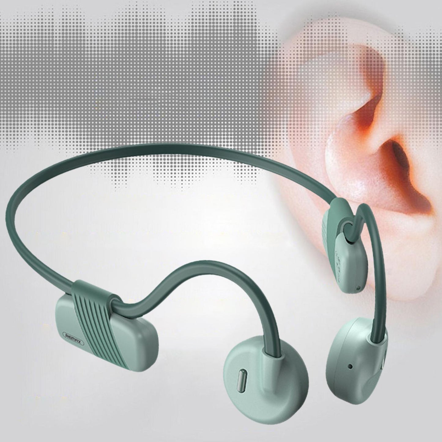 Bone Conduction Headphones with Mic IPX6 Waterproof for Bicycling Sports Green