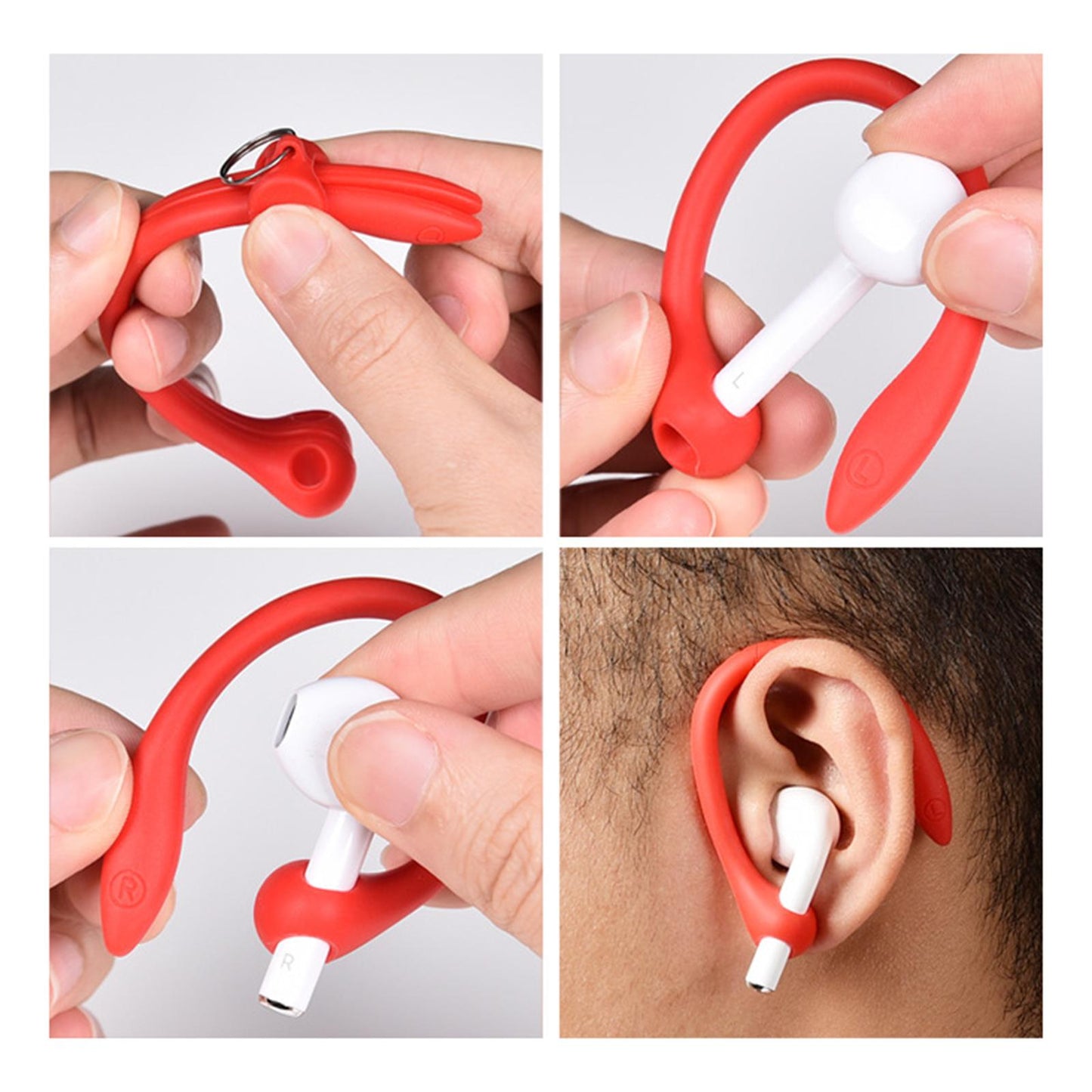 Silicone Ear Hooks Anti Drop Anti Slip for Bluetooth Earbuds Accessories White