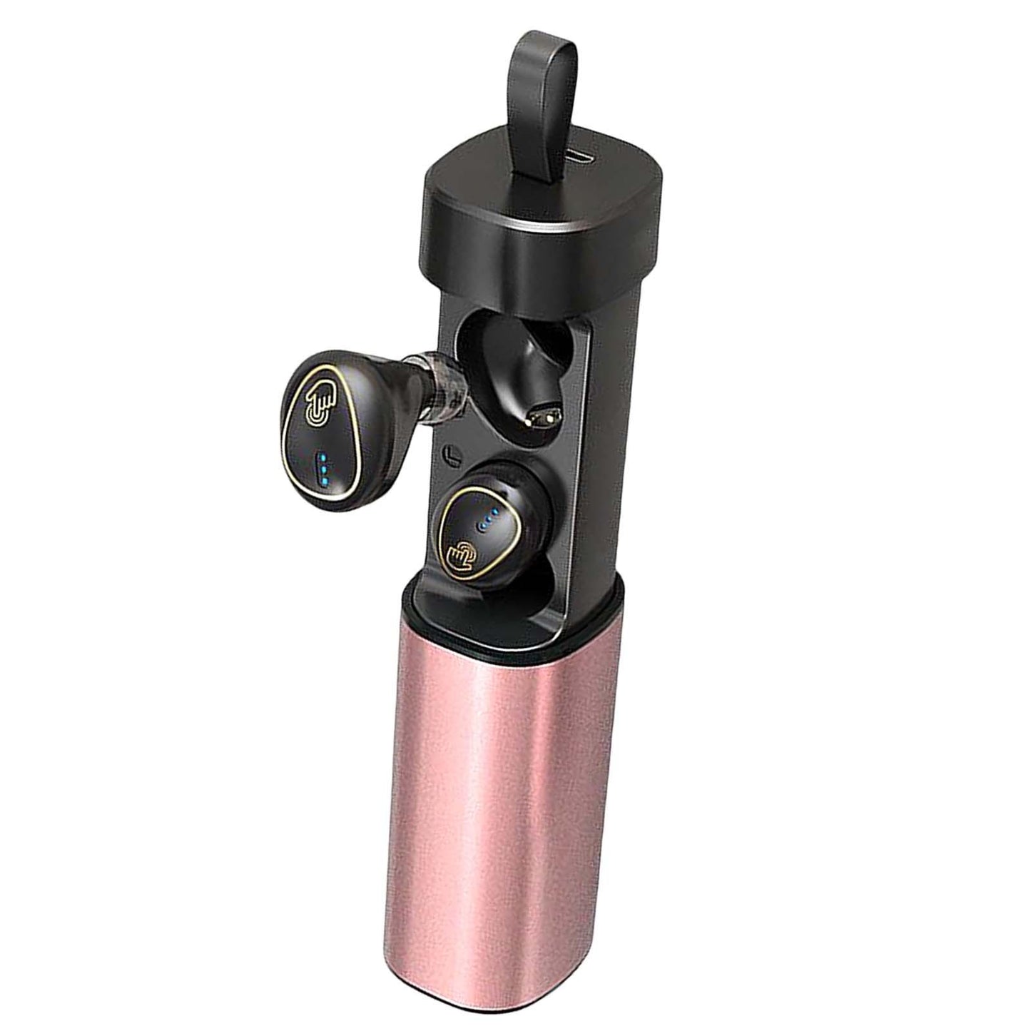 Wireless Earbuds Built in Microphone LED Display Headset for Travel Working Rose Gold