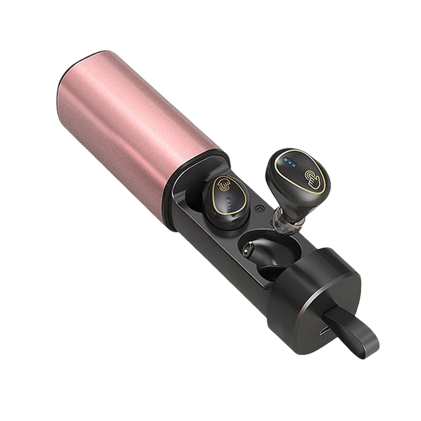 Wireless Earbuds Built in Microphone LED Display Headset for Travel Working Rose Gold