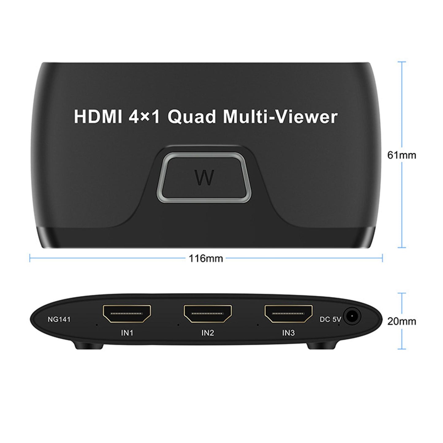 4x1 Audio Extractor Real Time Seamless HDMI Switcher Multiviewer for PC HDTV