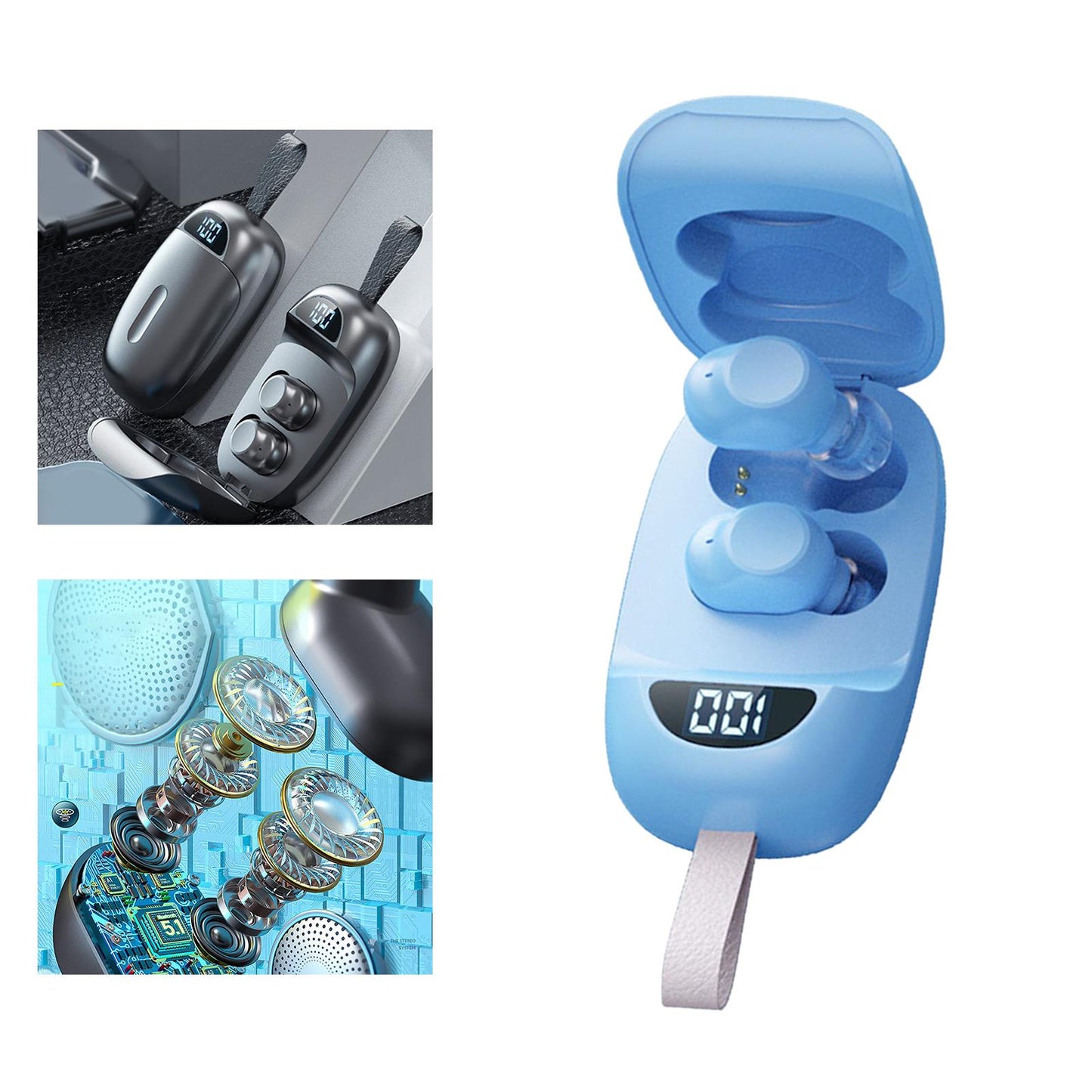 Wireless Earbuds V5.1 in Ear Noise Canceling with Charging Case Blue