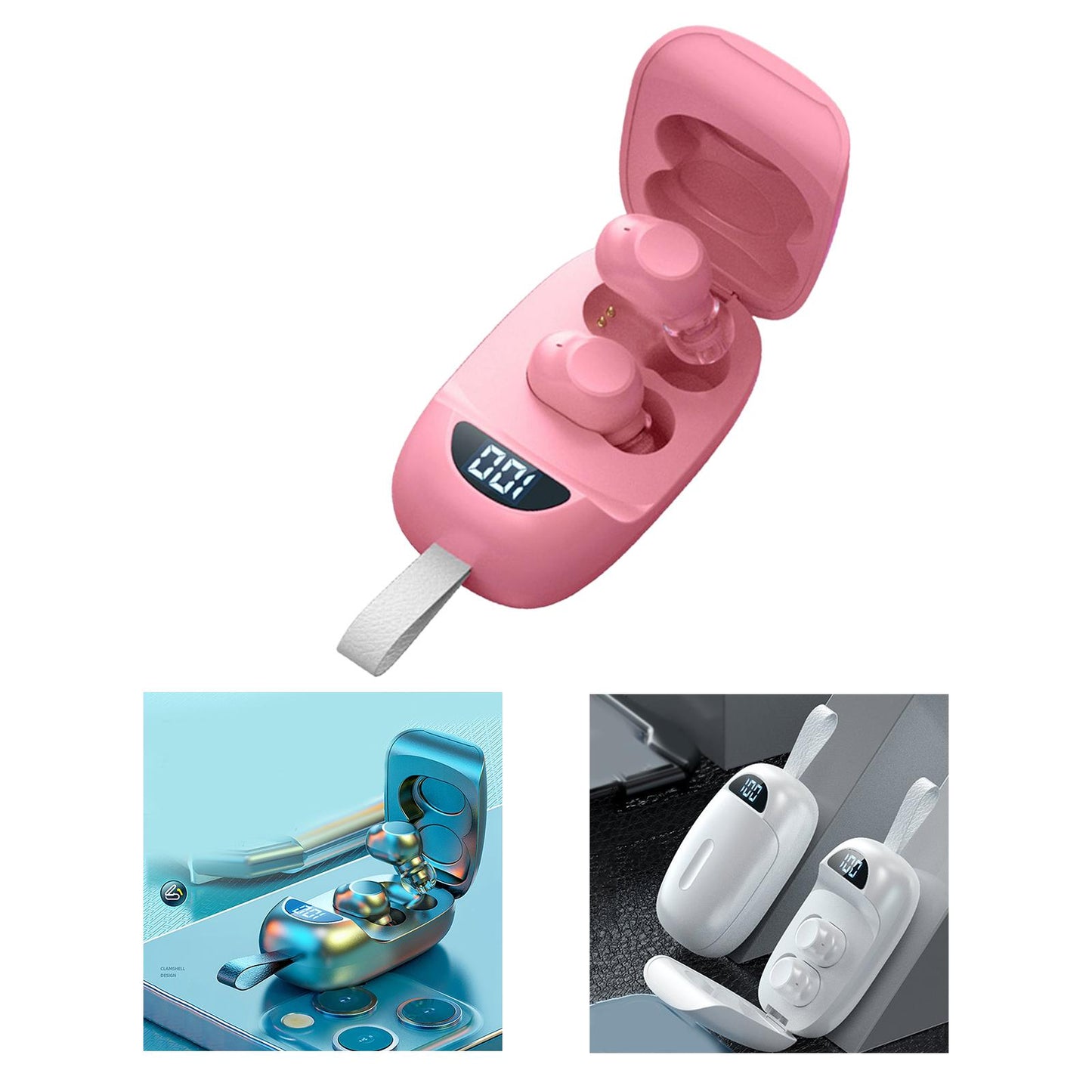 Wireless Earbuds V5.1 in Ear Noise Canceling with Charging Case Pink