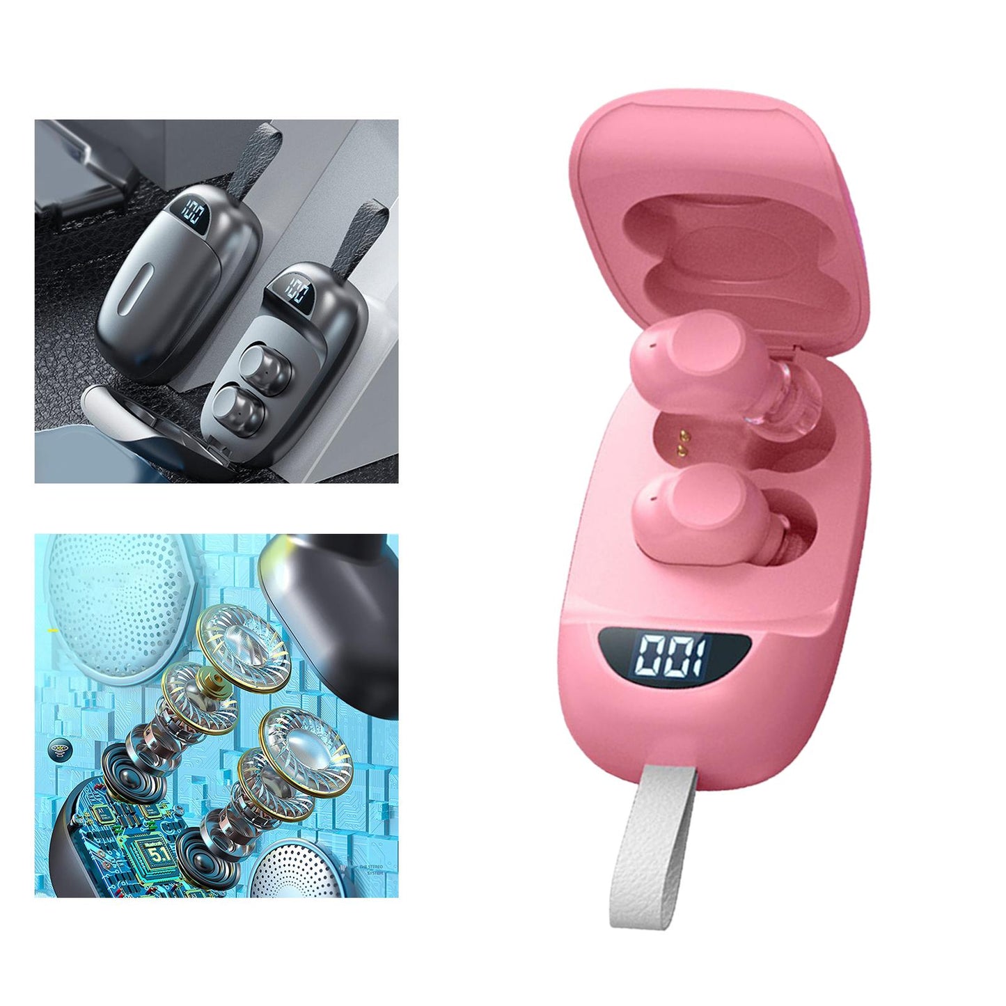 Wireless Earbuds V5.1 in Ear Noise Canceling with Charging Case Pink