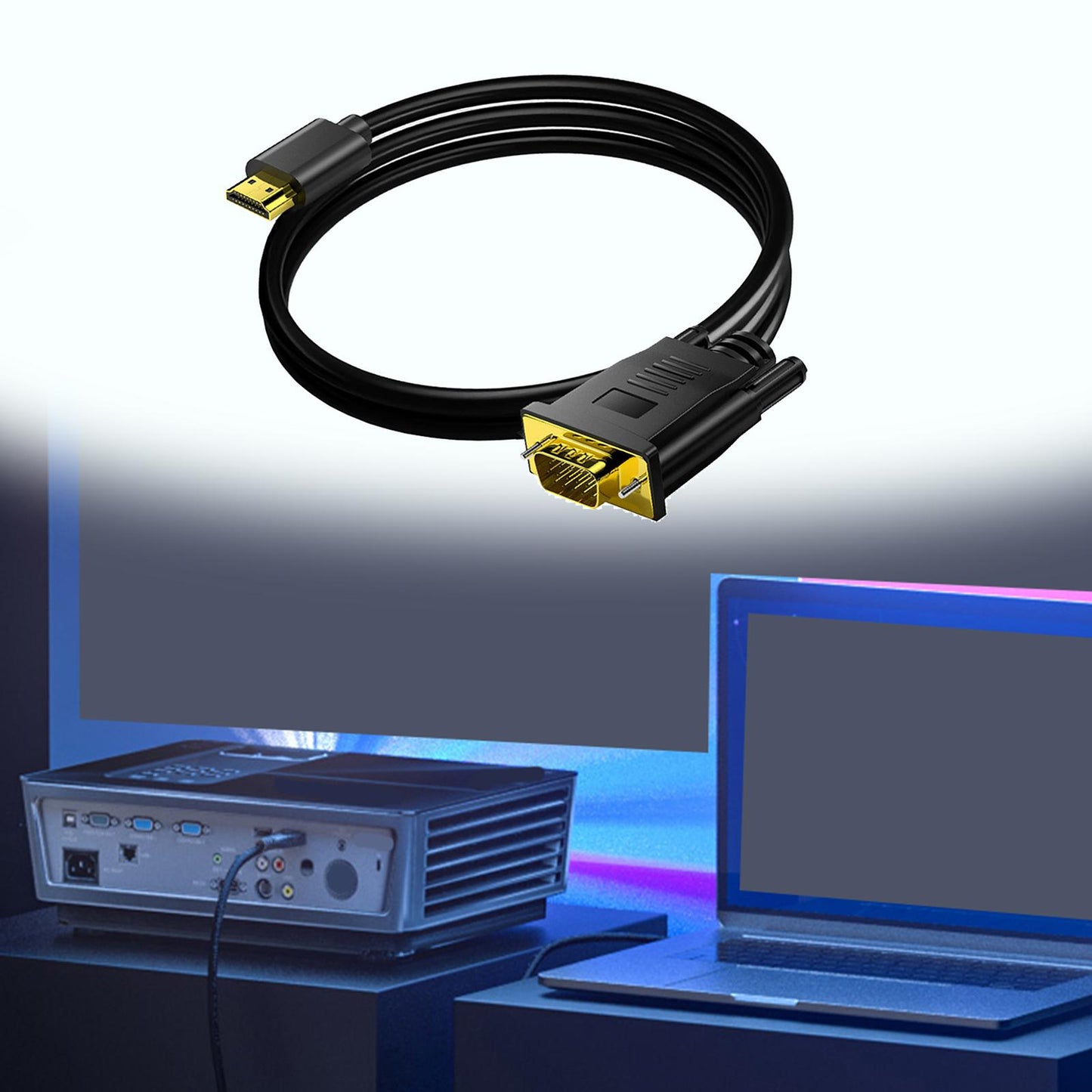 HDMI to VGA Cable 1080P HD Gold Plated Connector for PC Computer Desktop 1000mm
