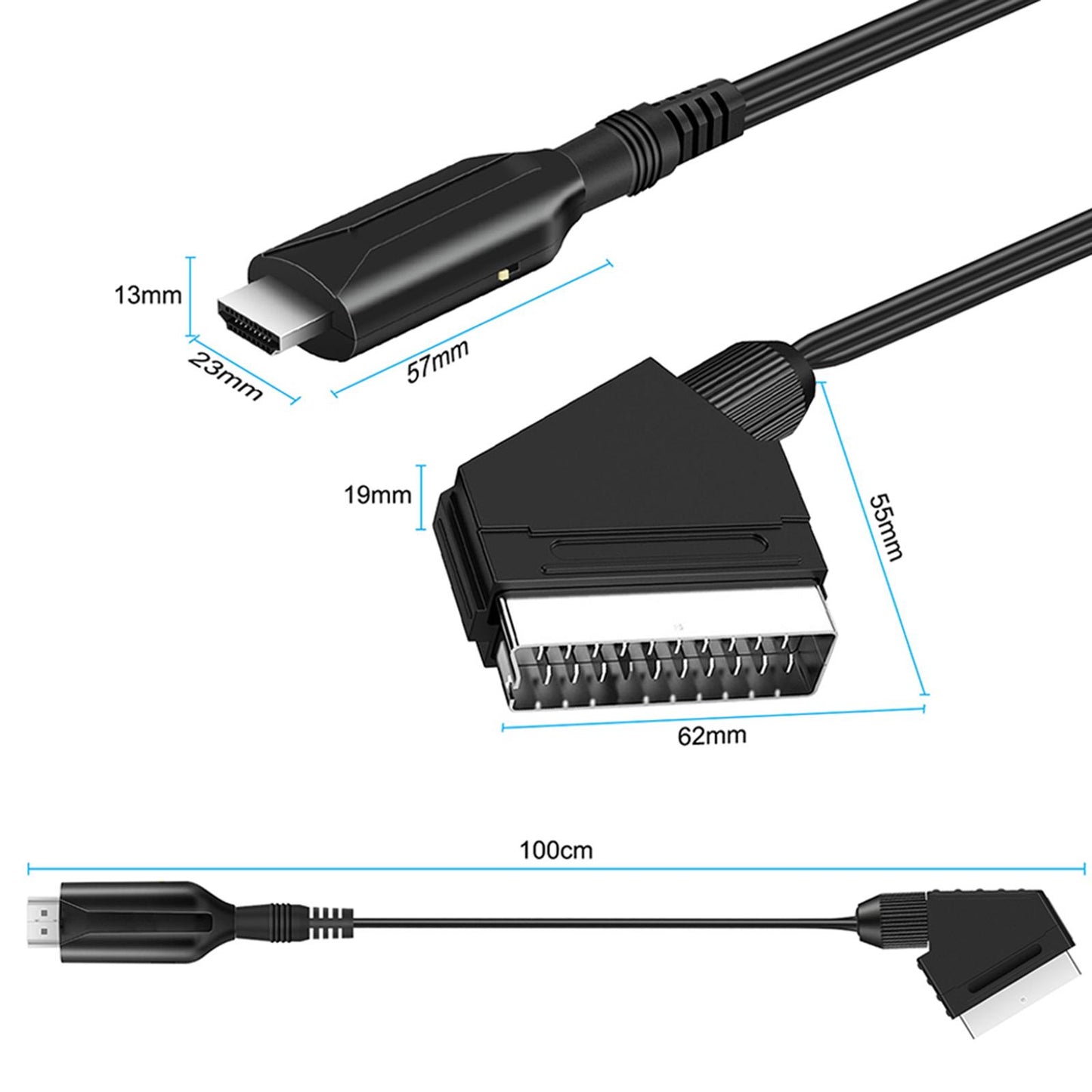 HDMI to SCART Cable Converter with USB Cable for Computer Projector Monitor