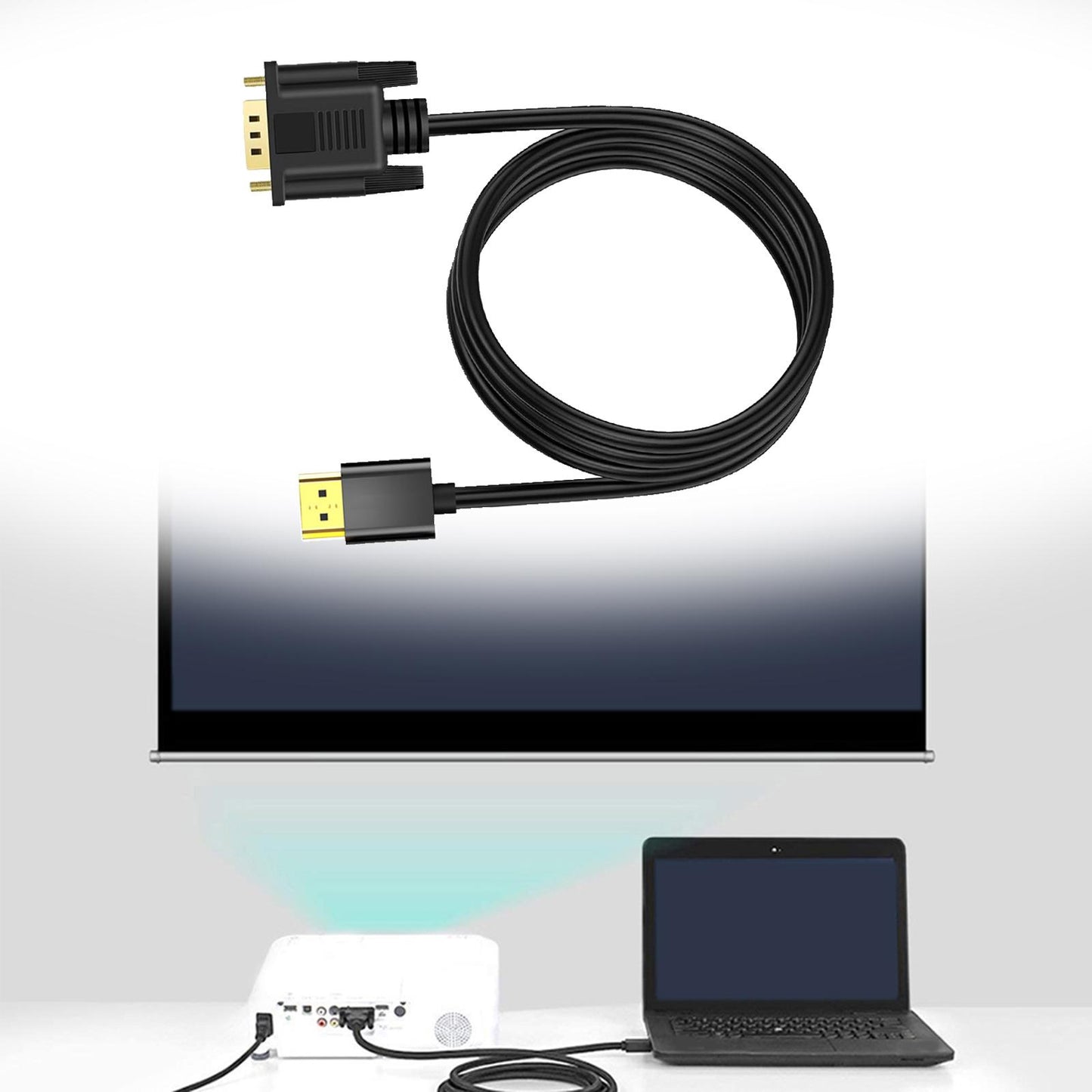 HDMI to VGA Cable Male to Male uni directional for Laptop PC Monitor 1m