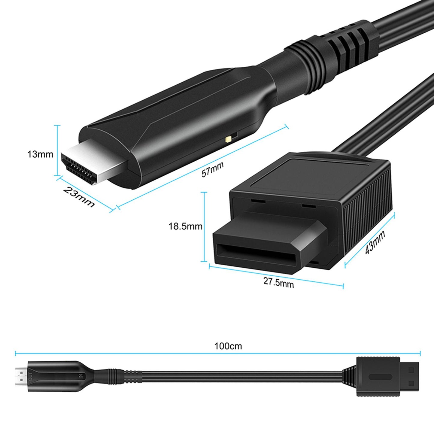 Wii to HDMI Converter Cable Plug and Play Full HD for HDTV Monitor Projector