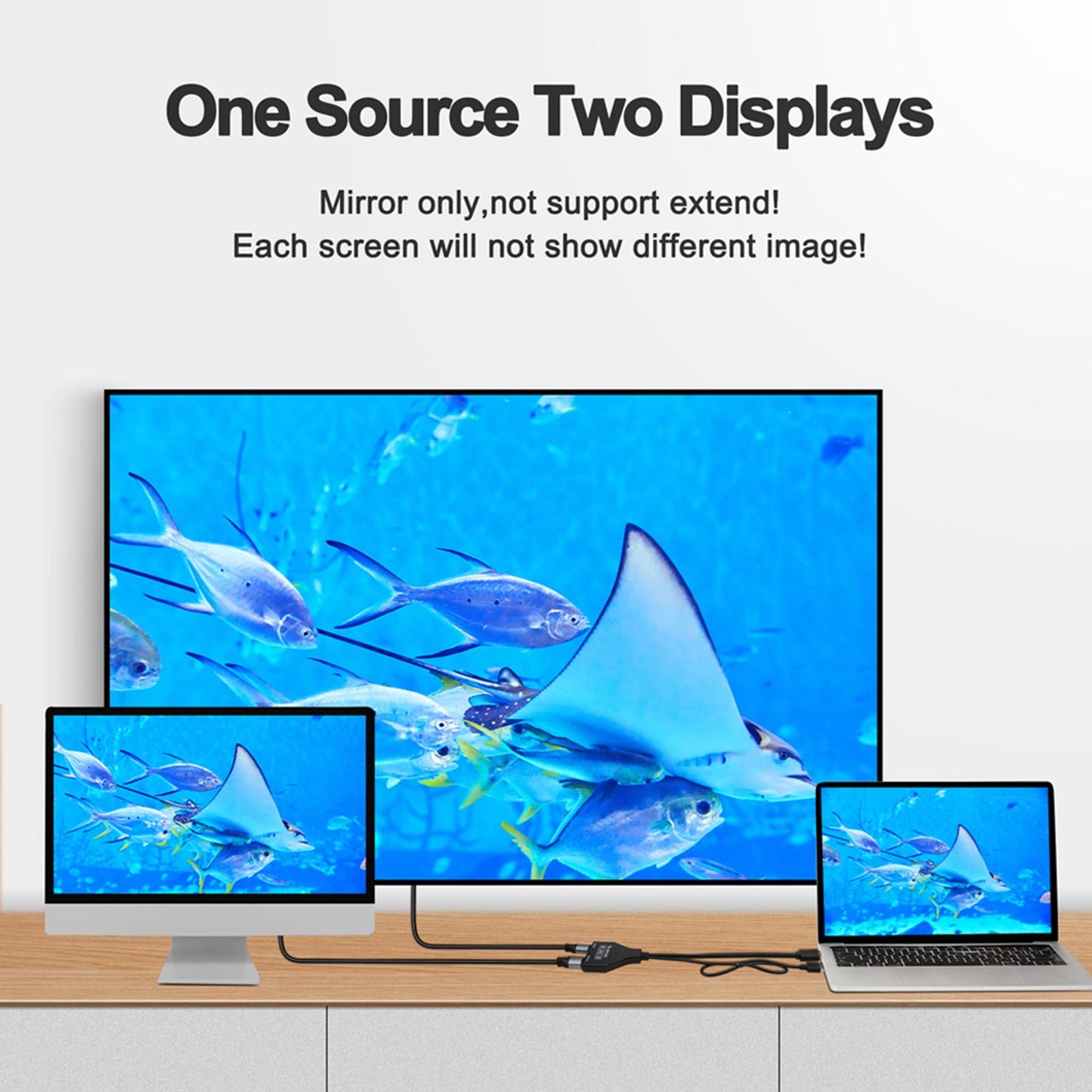 4K HDMI Splitter 1080P 3D Splitter for Dual Monitor with USB Cable Portable