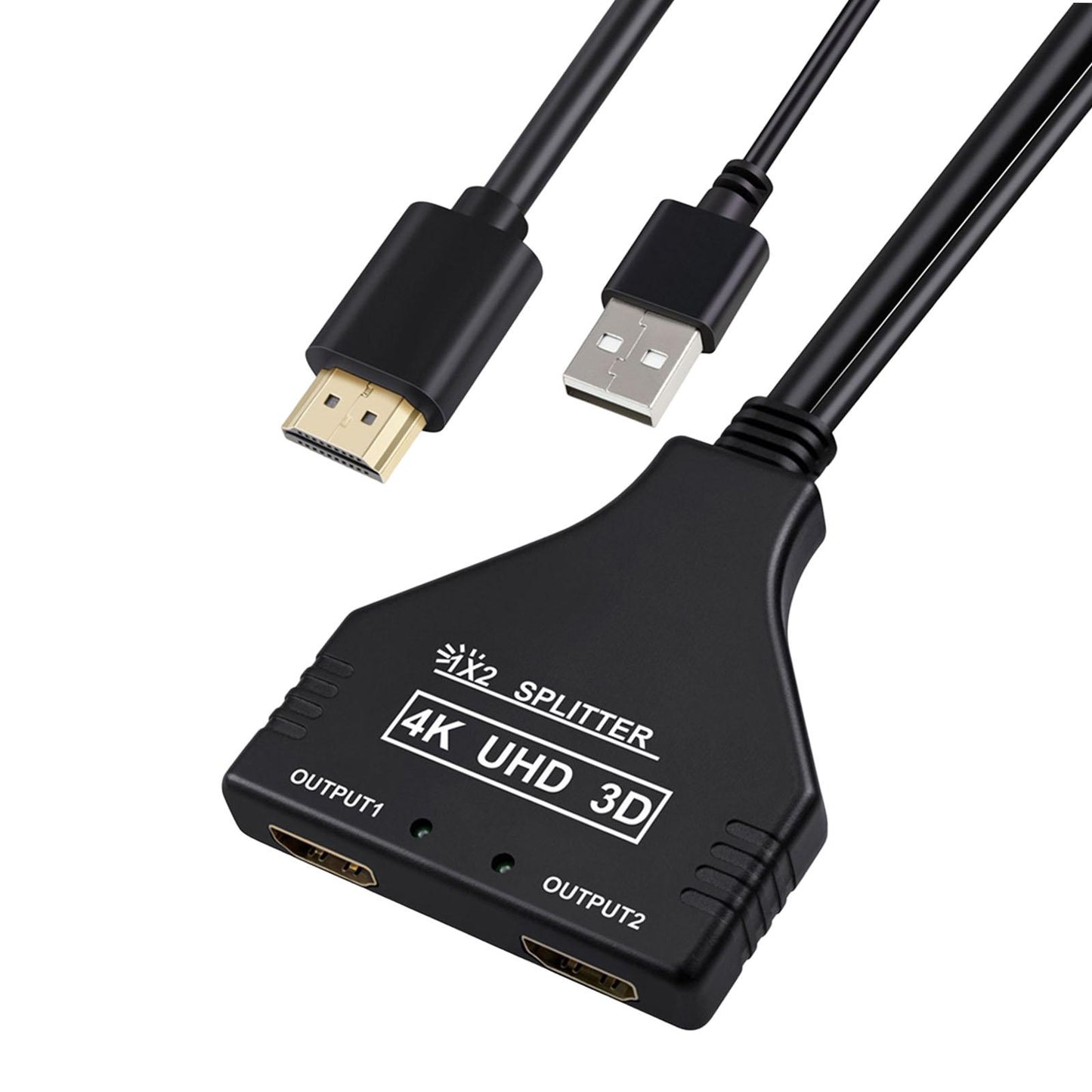 4K HDMI Splitter 1080P 3D Splitter for Dual Monitor with USB Cable Portable