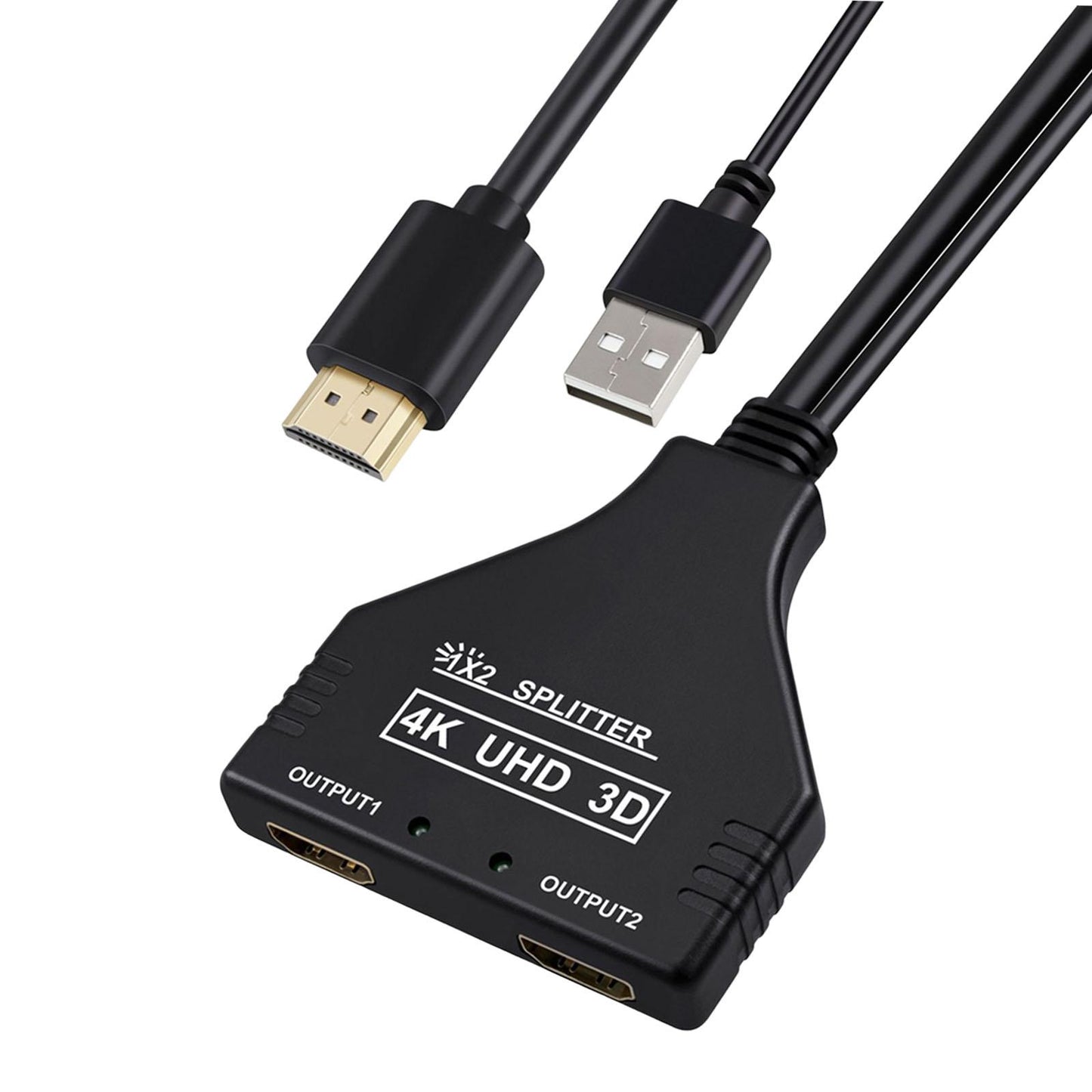4K HDMI Splitter 1080P 3D Splitter for Dual Monitor with USB Cable Portable