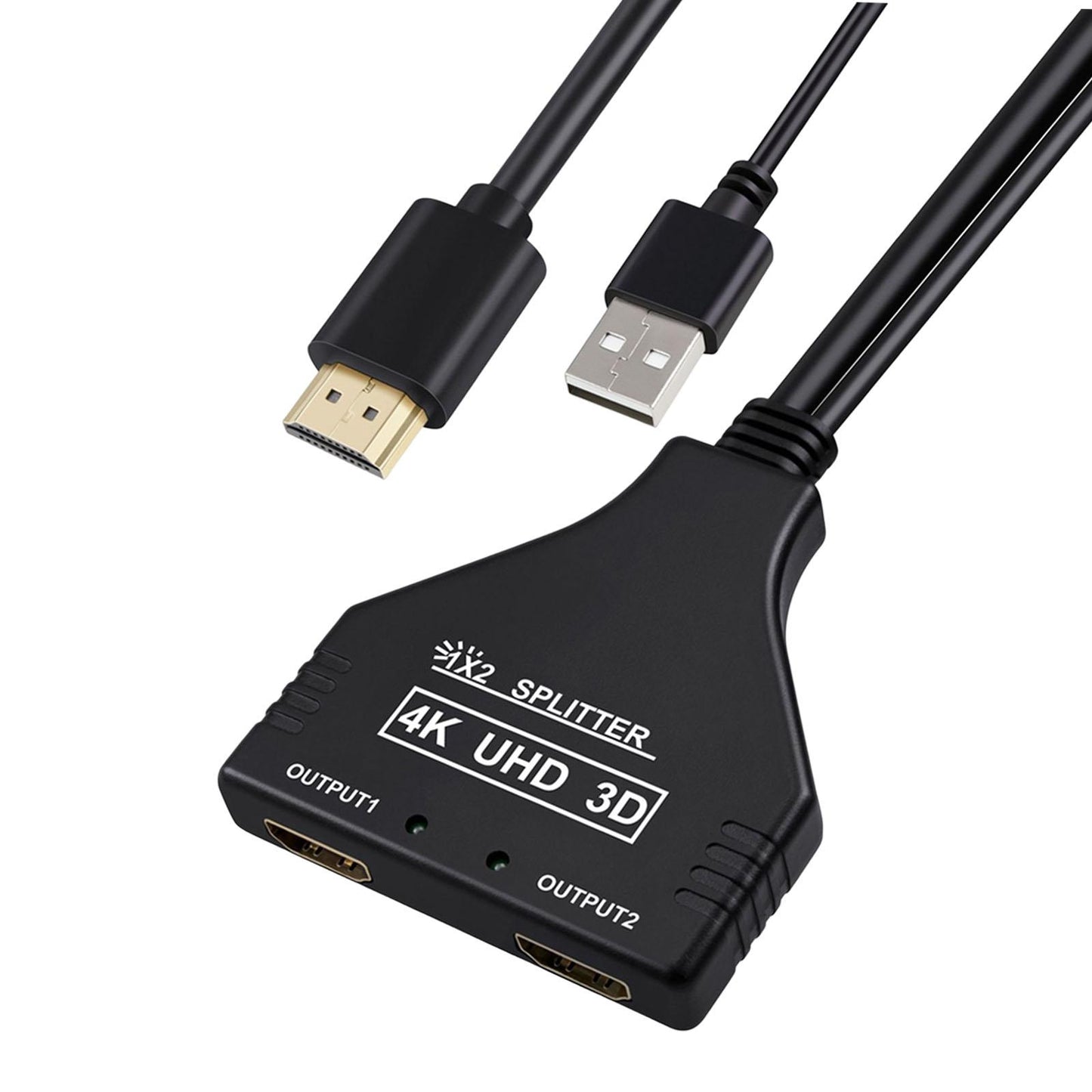 4K HDMI Splitter 1080P 3D Splitter for Dual Monitor with USB Cable Portable