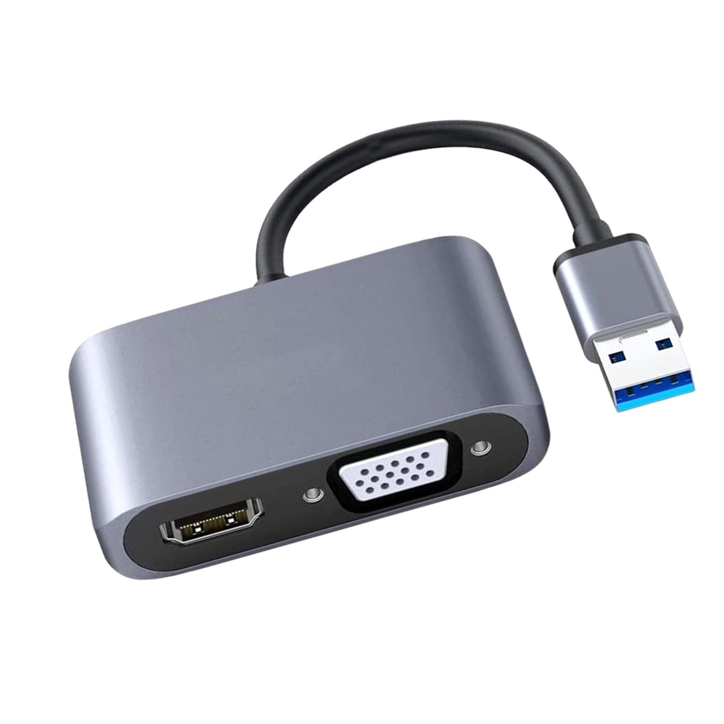USB 3.0 to HDMI VGA Adapter HD 1080P Dual Output for Desktop Monitor PC Gray