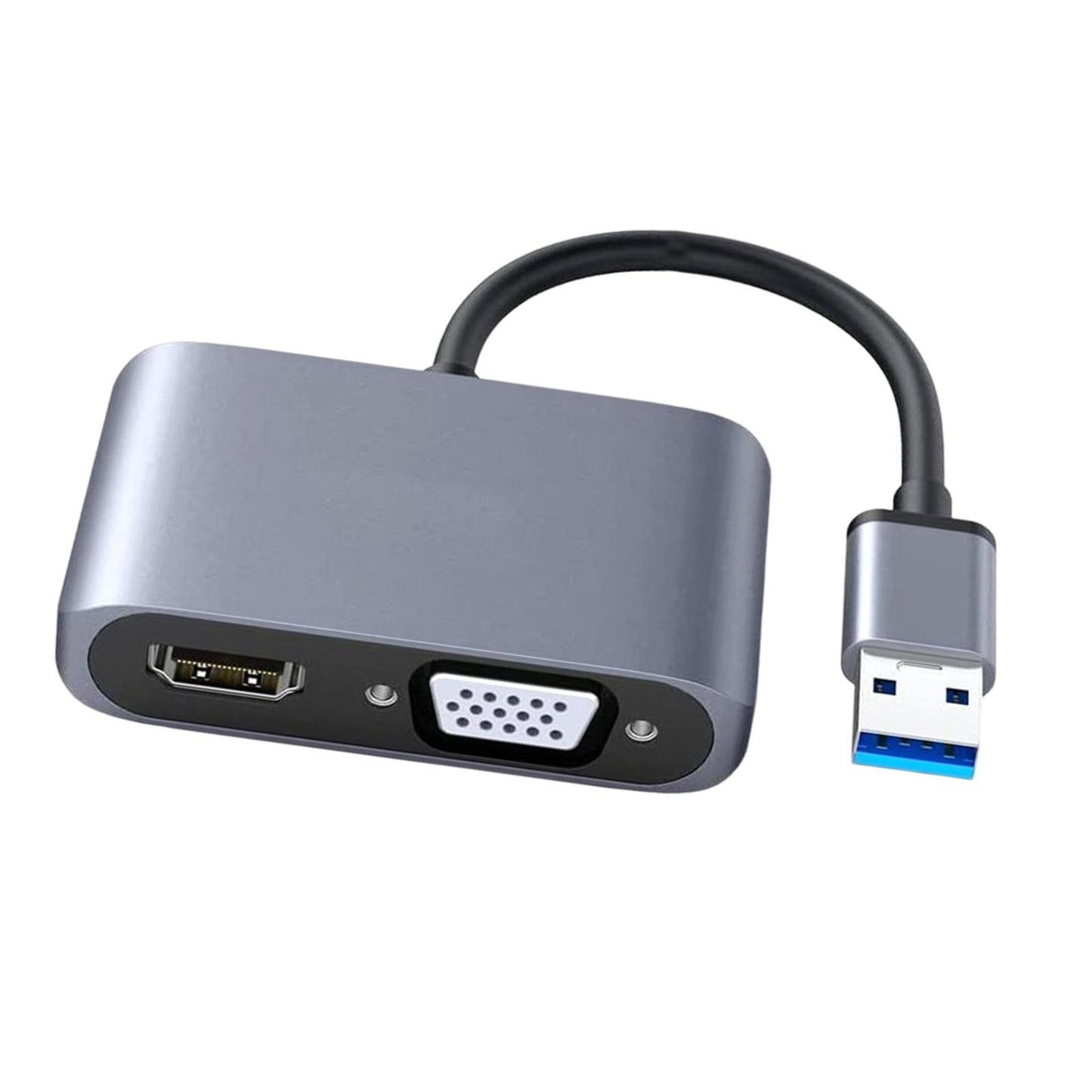USB 3.0 to HDMI VGA Adapter HD 1080P Dual Output for Desktop Monitor PC Gray