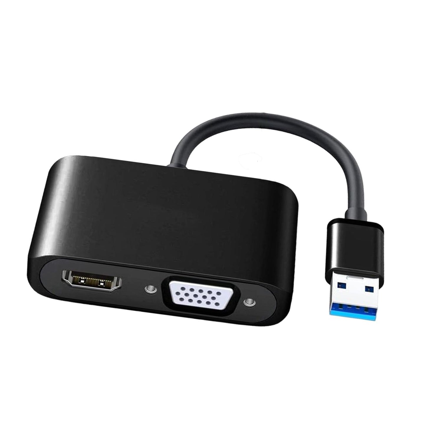 USB 3.0 to HDMI VGA Adapter HD 1080P Dual Output for Desktop Monitor PC Black