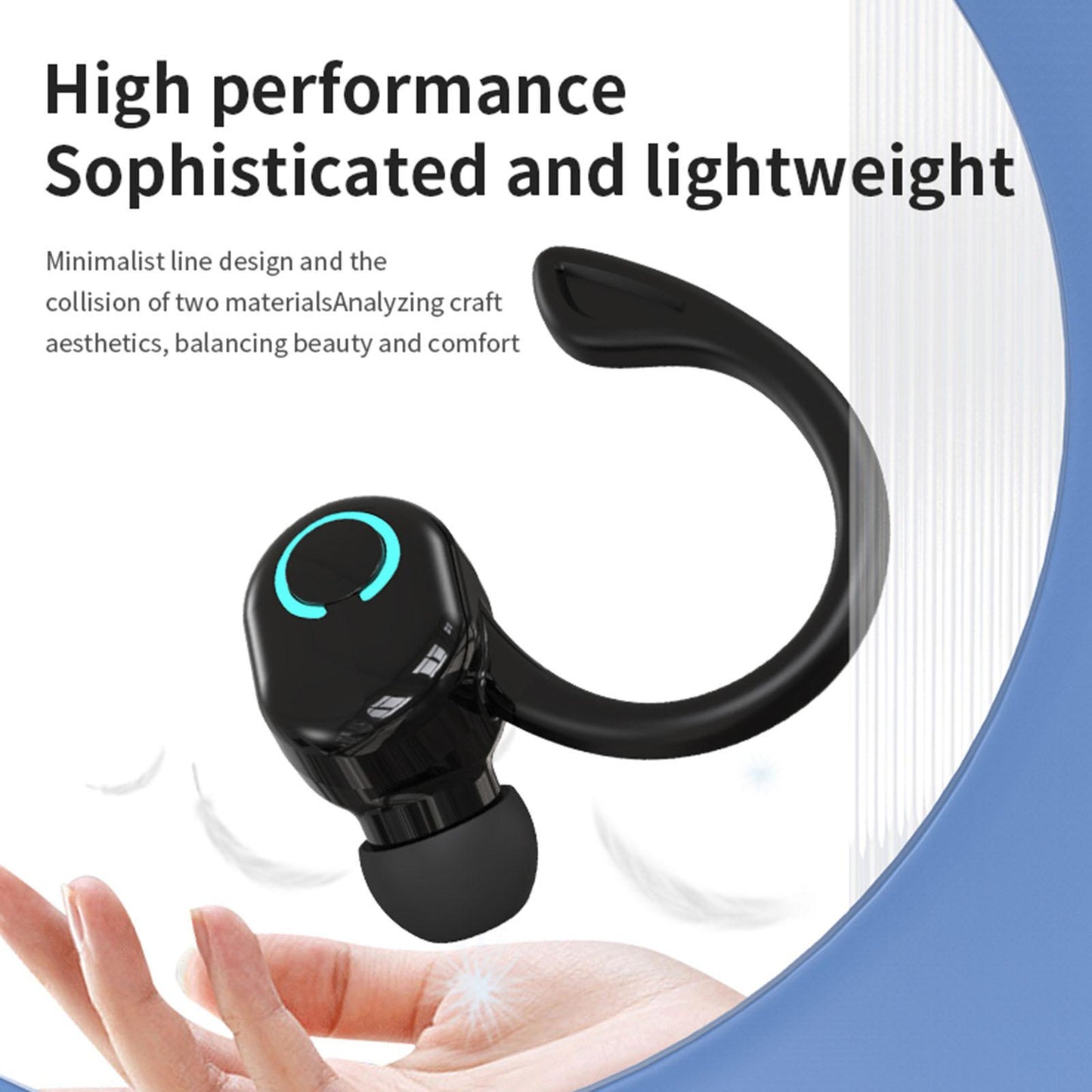 V 5.2 Bluetooth Headphones Built in Microphone Stereo Lightweight for Office Black