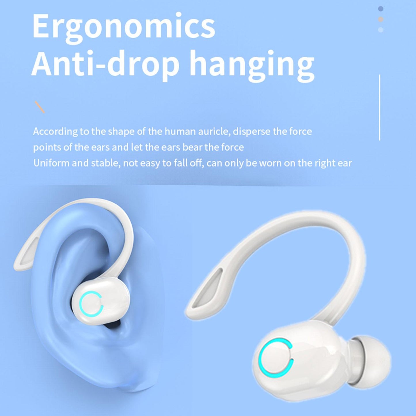 V 5.2 Bluetooth Headphones Built in Microphone Stereo Lightweight for Office White