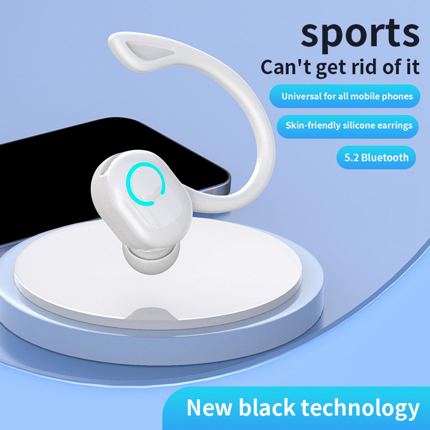 V 5.2 Bluetooth Headphones Built in Microphone Stereo Lightweight for Office White