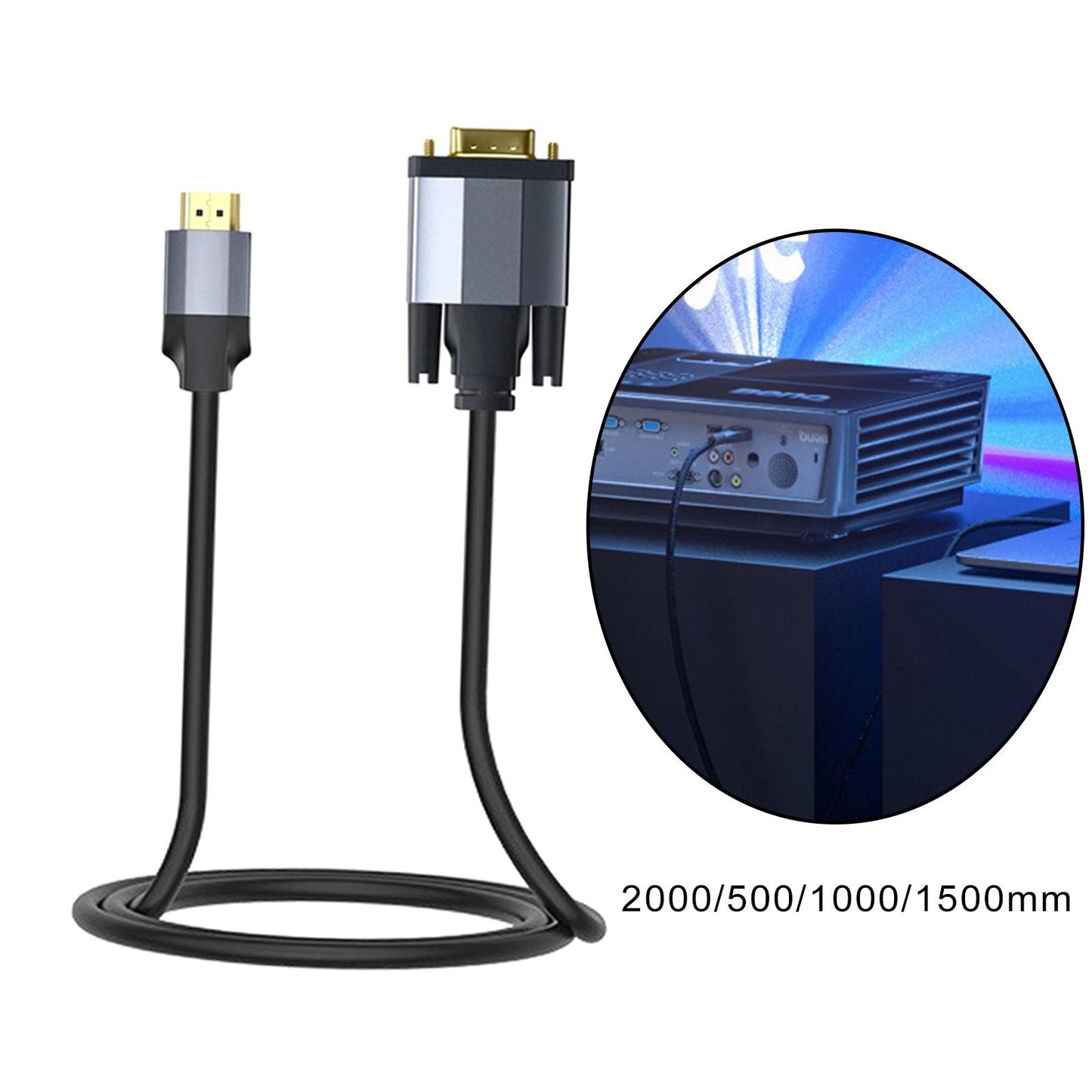 HDMI to VGA Cable Plug and Play for Desktops TV Boxes for Set Top Boxes 2000mm