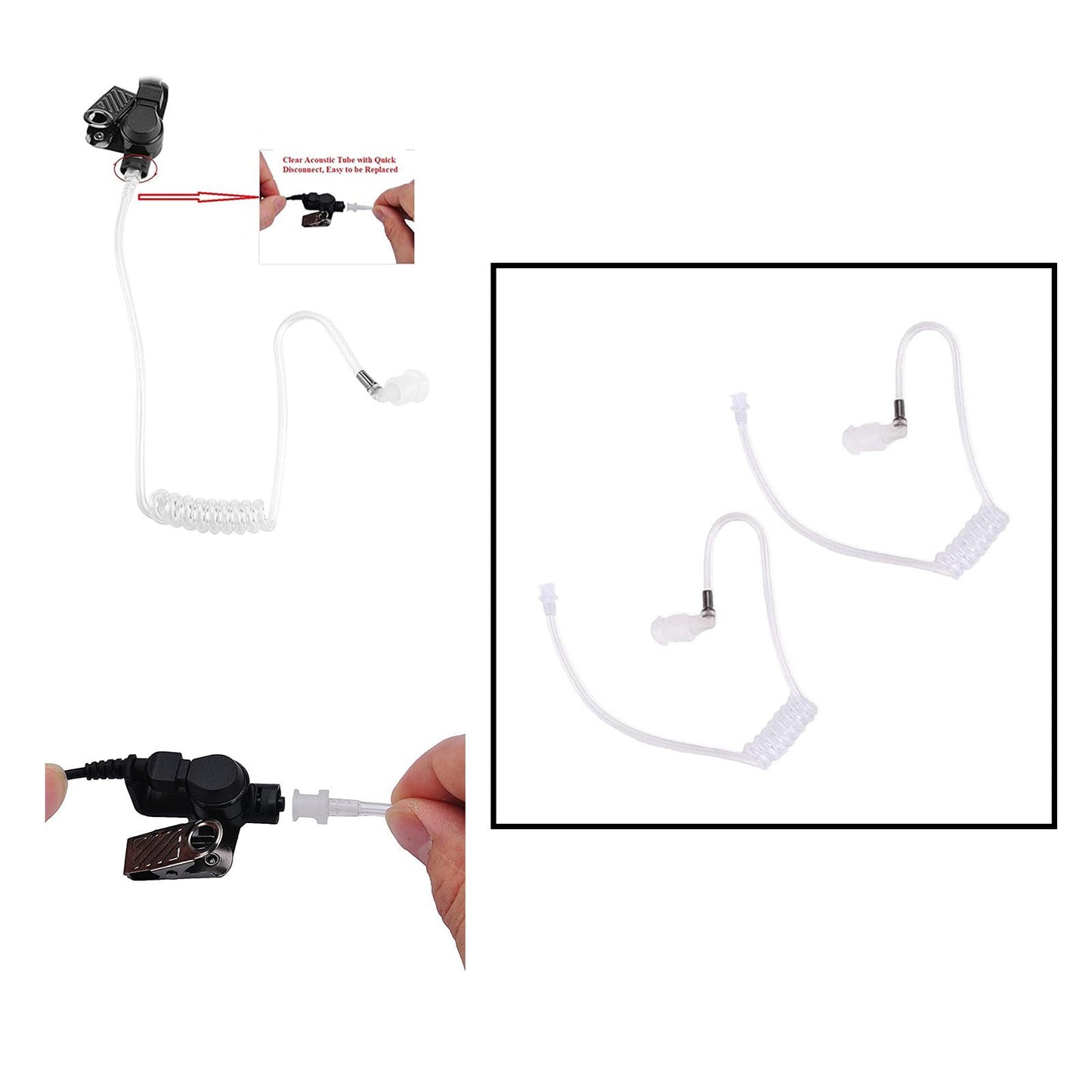 2 Pcs Replacement Acoustic Coil Tube Clear for Two Way Radio Talkie Earpiece