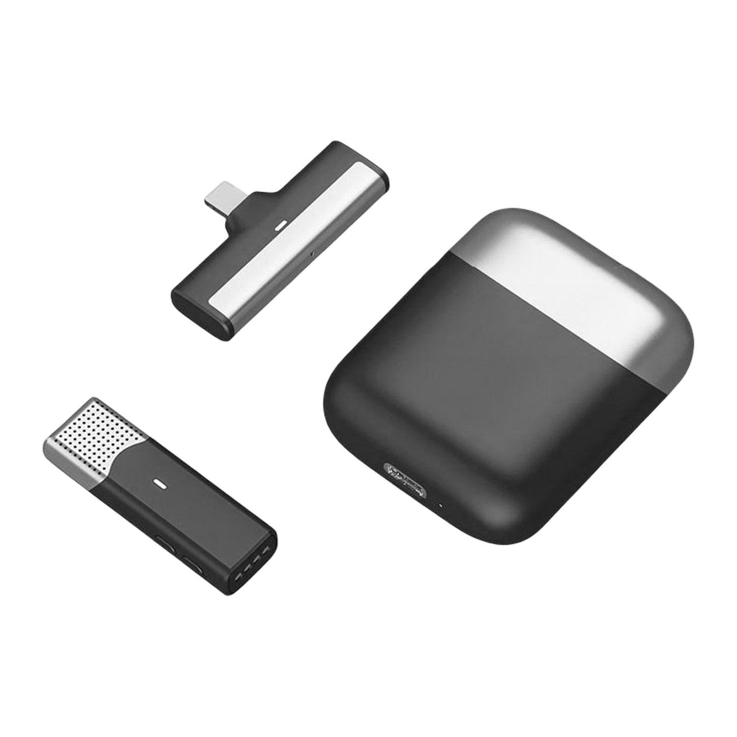 Mini Lavalier Microphone Type C with Charging Case Clip On for Live Steam Black