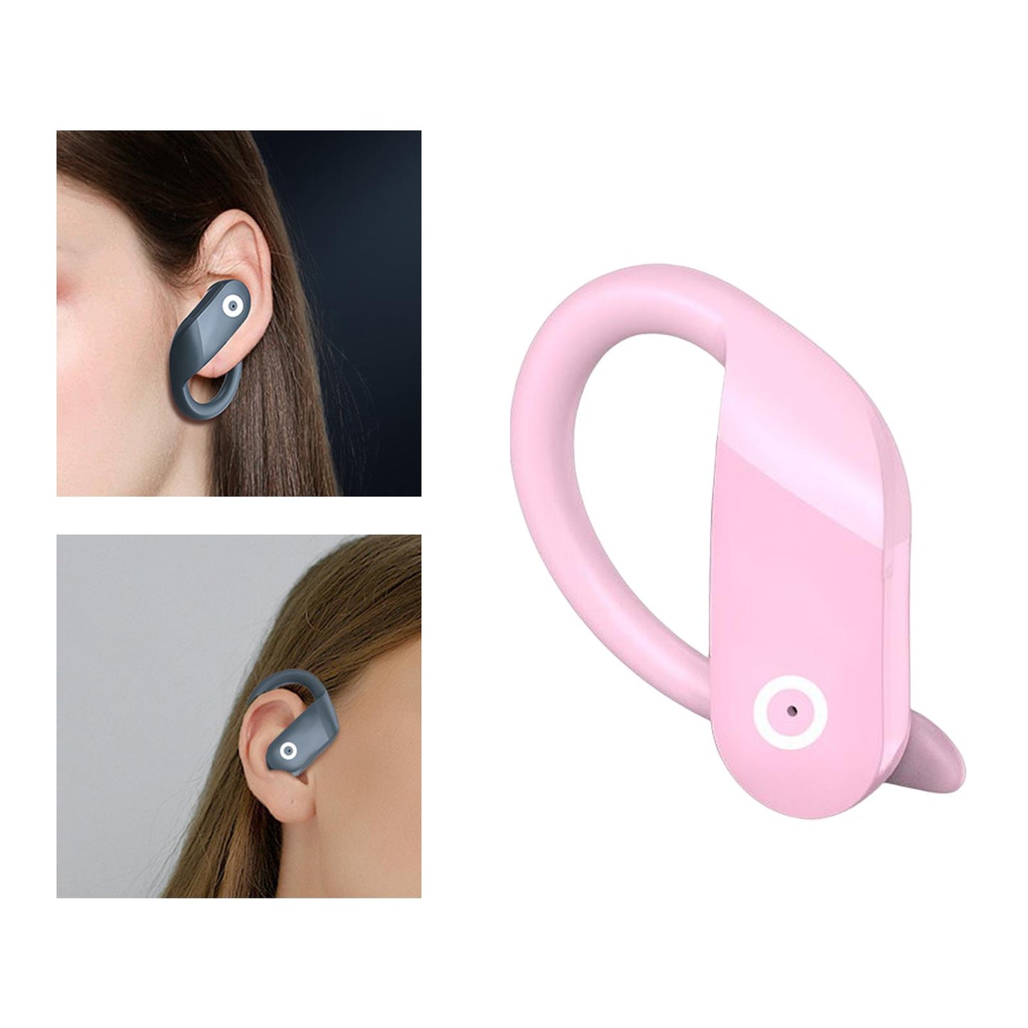 Headset Earpiece Business Earphone Ear Hook Waterproof Headphone for Yoga Pink Boxed
