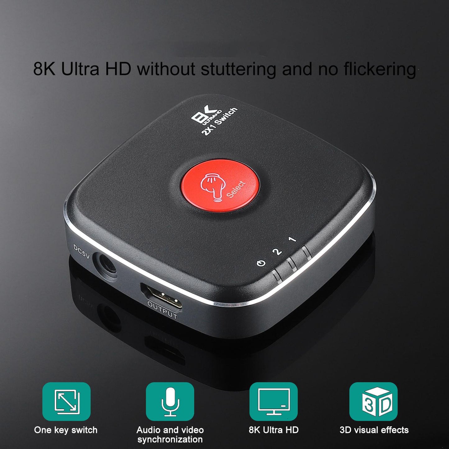 8K HDMI Splitter Adapter HDMI Switcher 2x1 Box Two Way Converter For Macbook