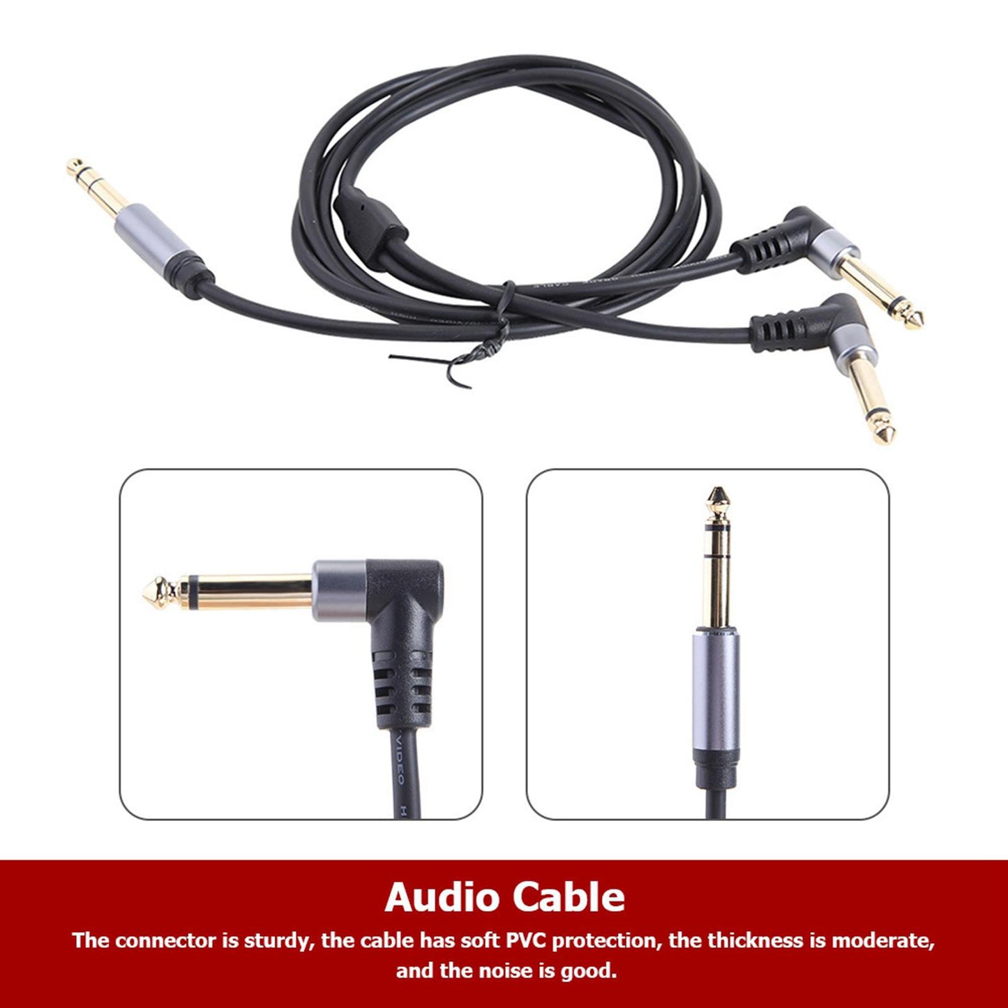 1/4 Insert Cable 6.35mm TRS to Dual 6.35mm TS for Sound Cards Amplifiers