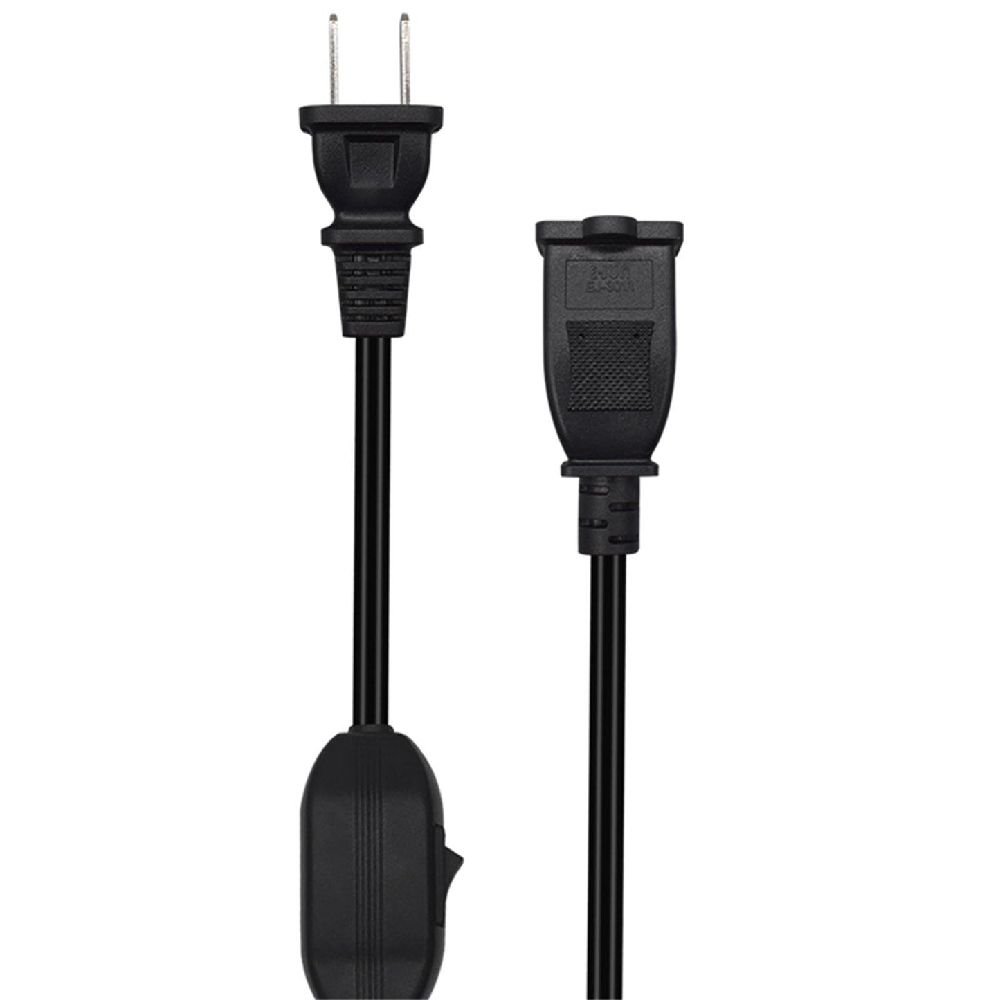 2 Prong Polarized Extension Cord with Switch for Lamps Power Adapters