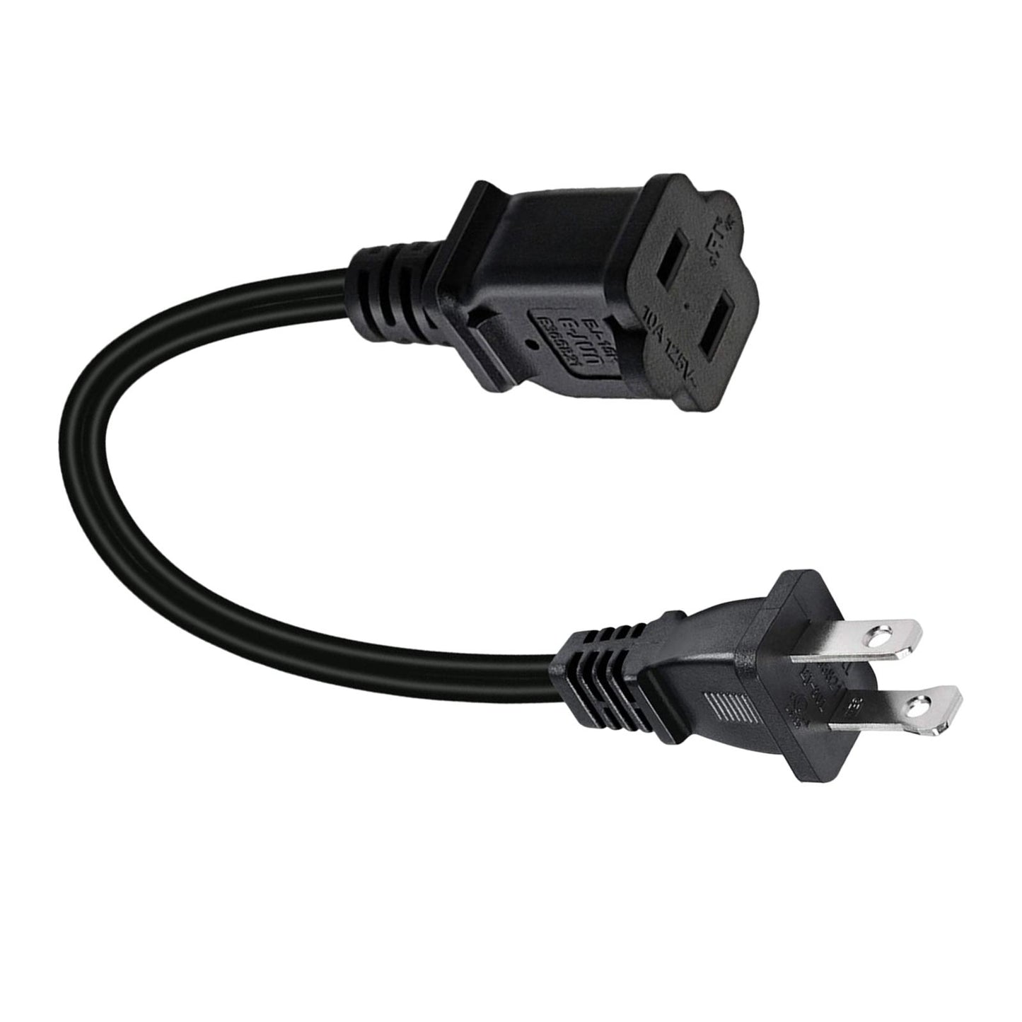 Polarized US 2 Prong Male/Female Power Cable Short 2 Outlet 32cm
