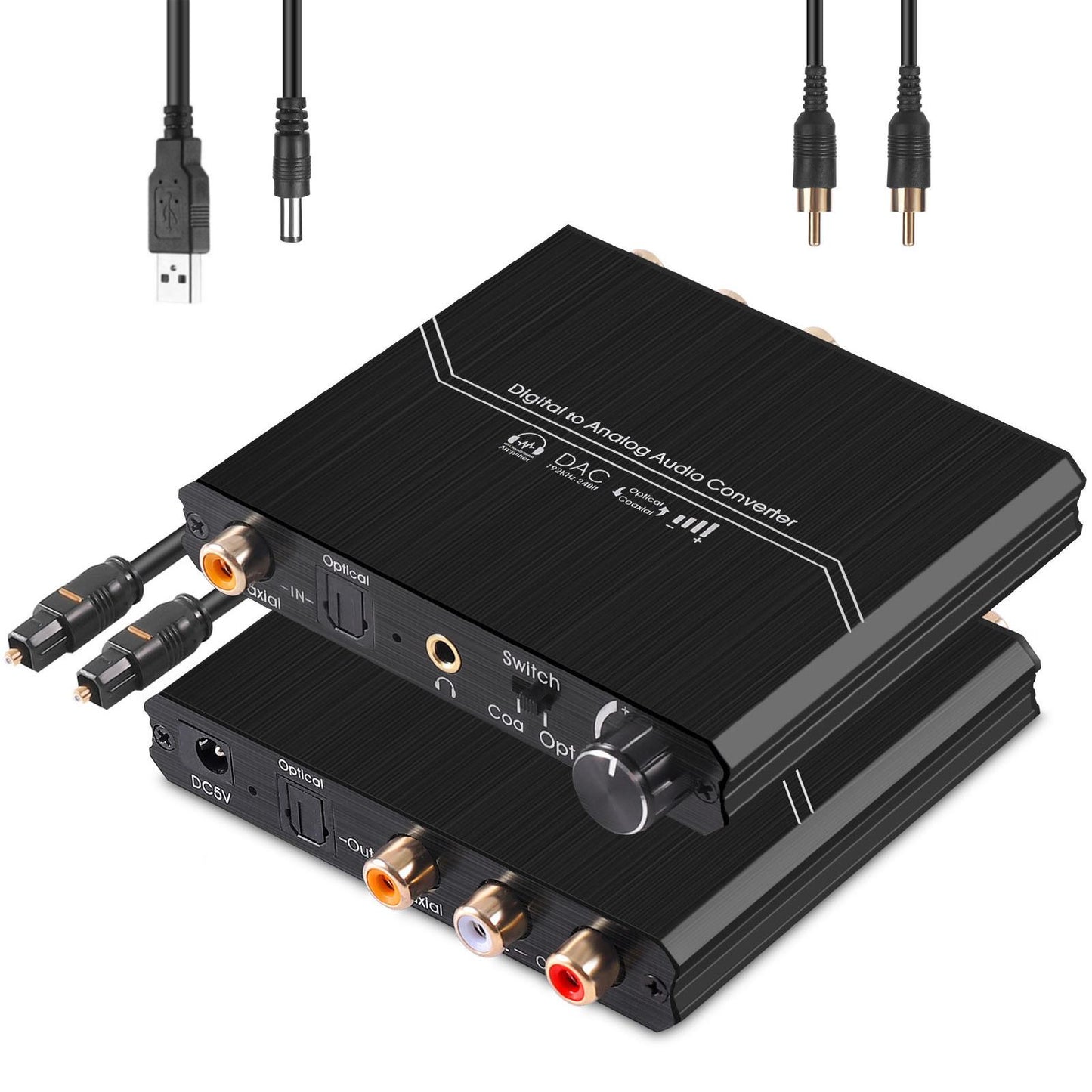 192KHz Digital to Analog Audio Converter Aluminum Alloy for Monitors