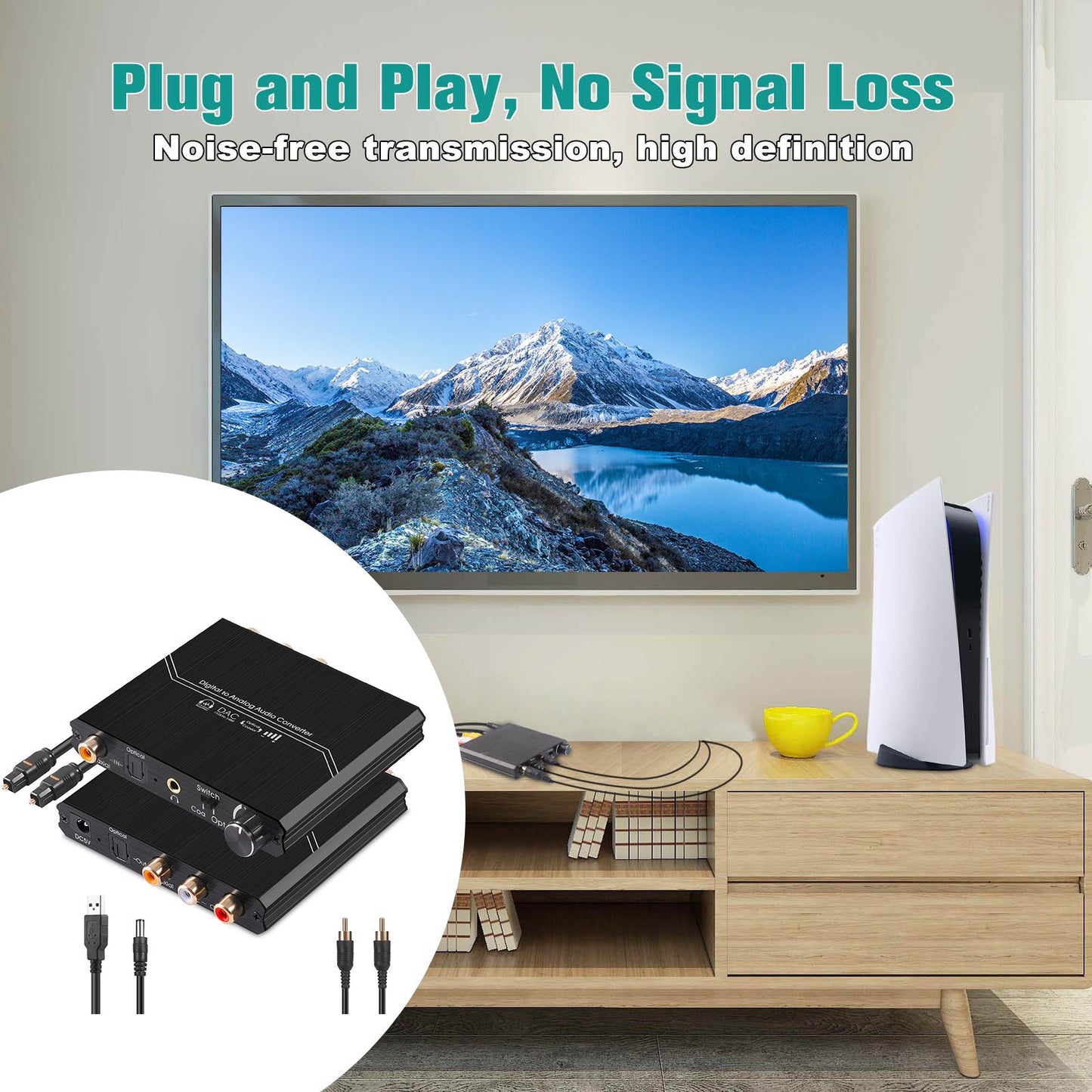 192KHz Digital to Analog Audio Converter Aluminum Alloy for Monitors