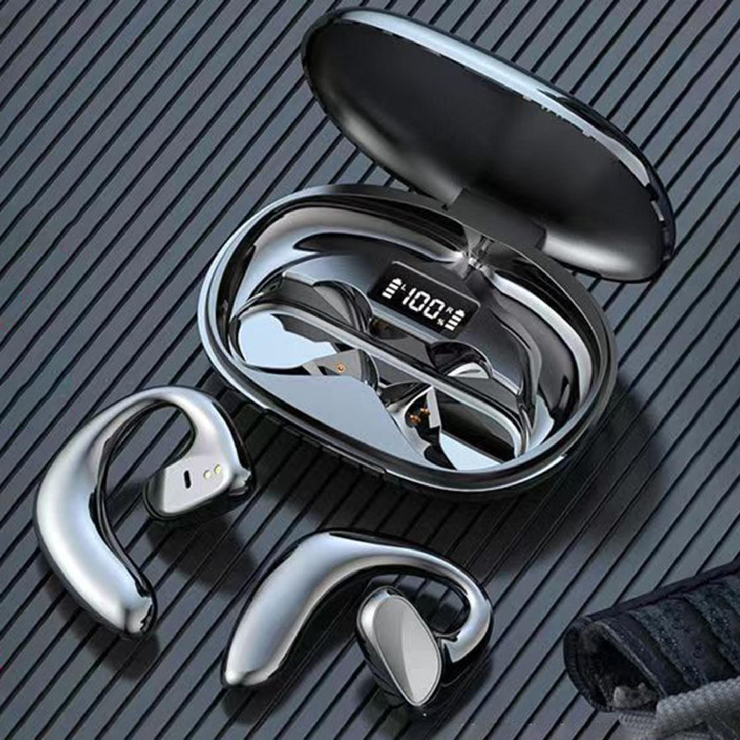 Air Conduction Headphones Lightweight for Running Hiking Workout Black