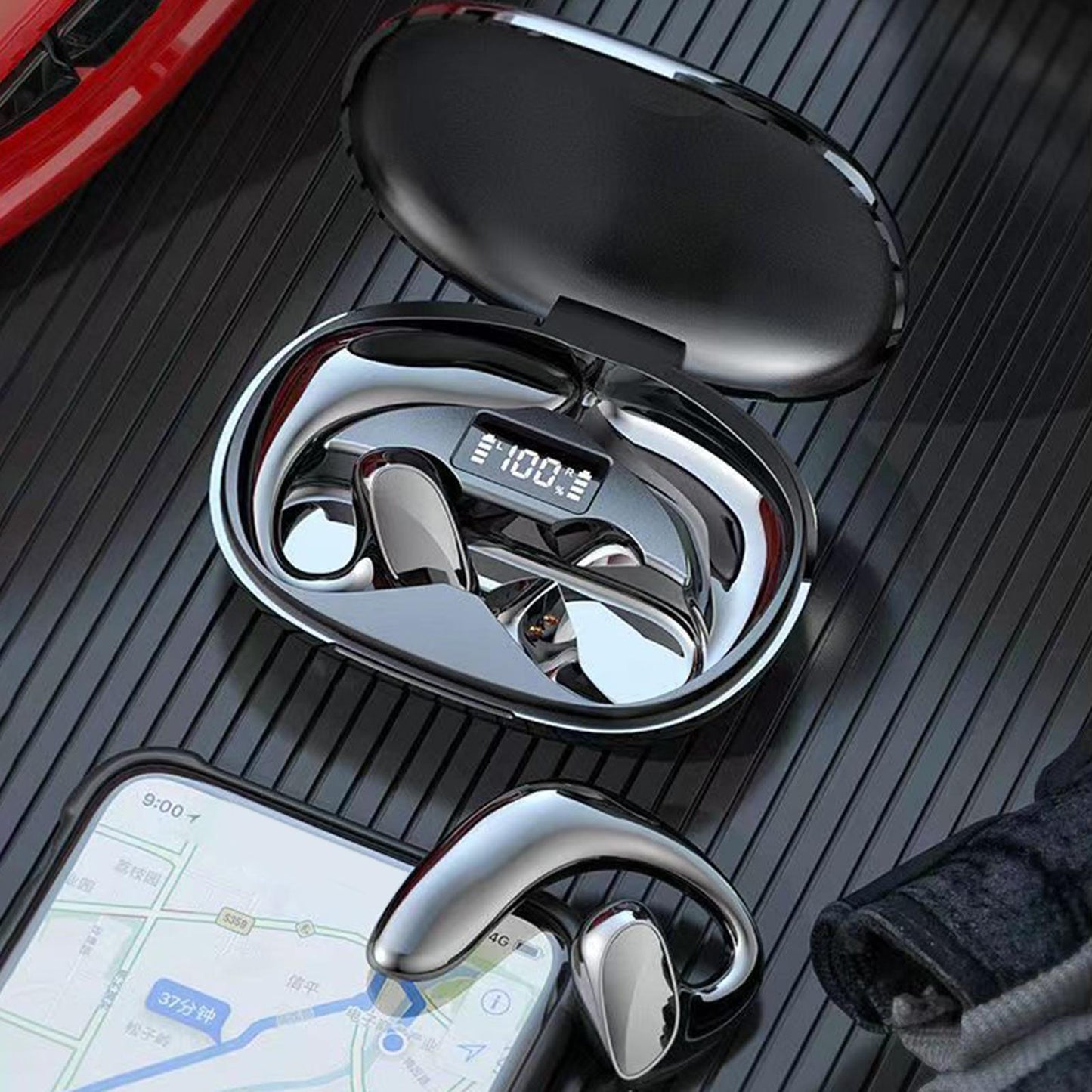 Air Conduction Headphones Lightweight for Running Hiking Workout White