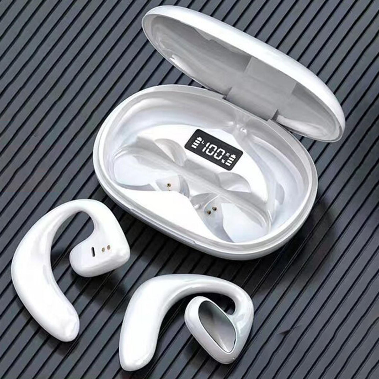 Air Conduction Headphones Lightweight for Running Hiking Workout White