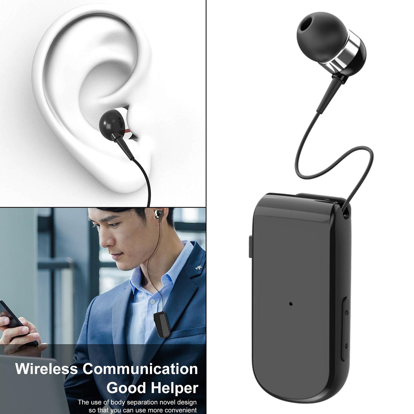 collar Earphone in Ear Lightweight Vibration for Running Sport Gifts Black