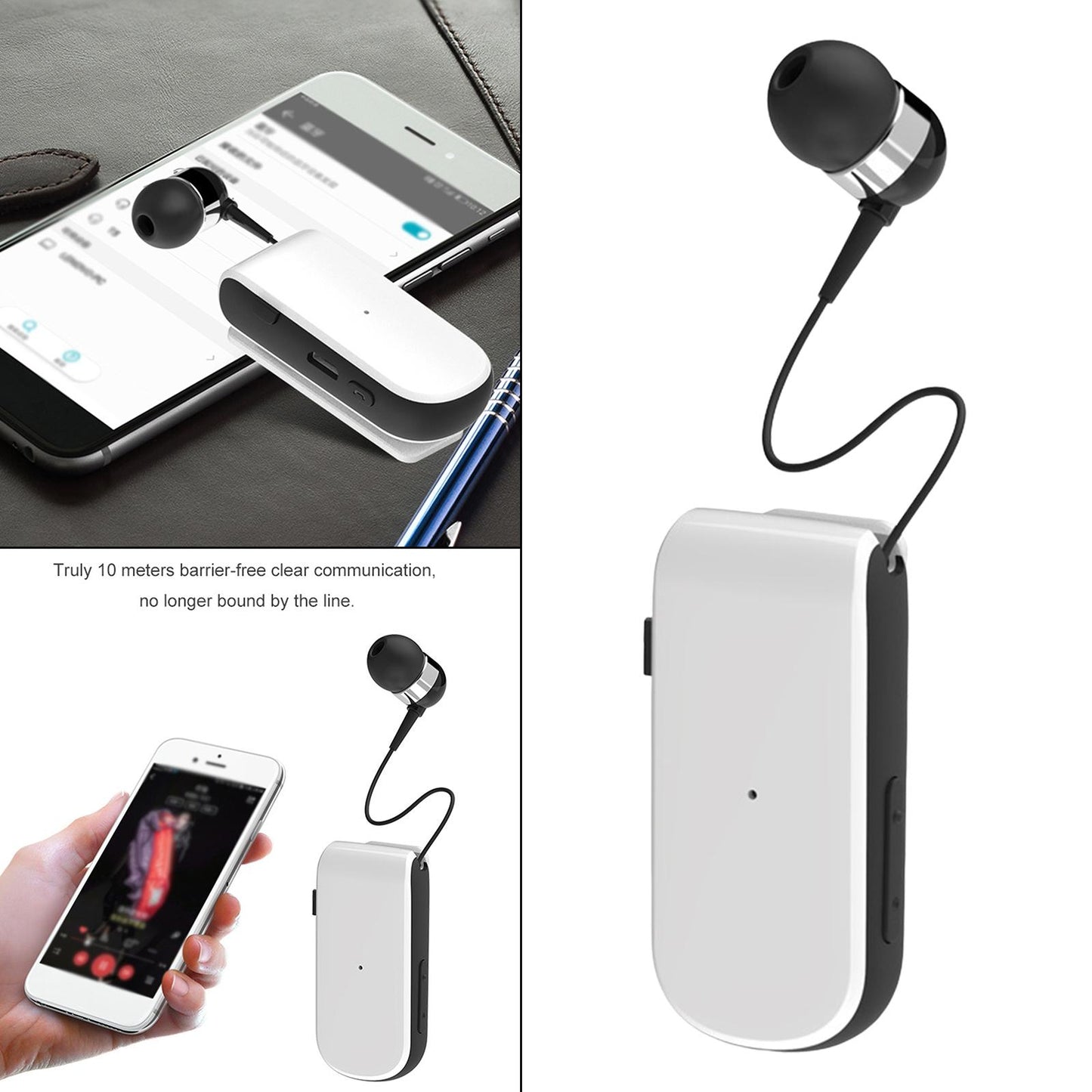 collar Earphone in Ear Lightweight Vibration for Running Sport Gifts White