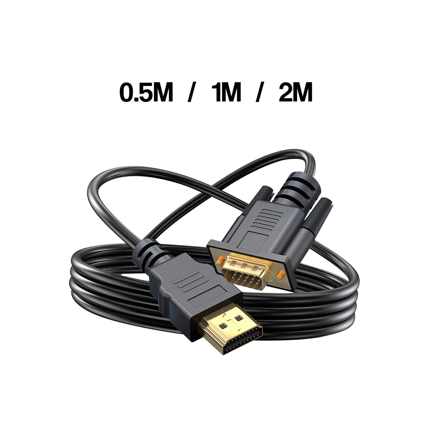 1080P HDMI to VGA Cable uni directional Video Cord for Notebook Desktop 0.5m