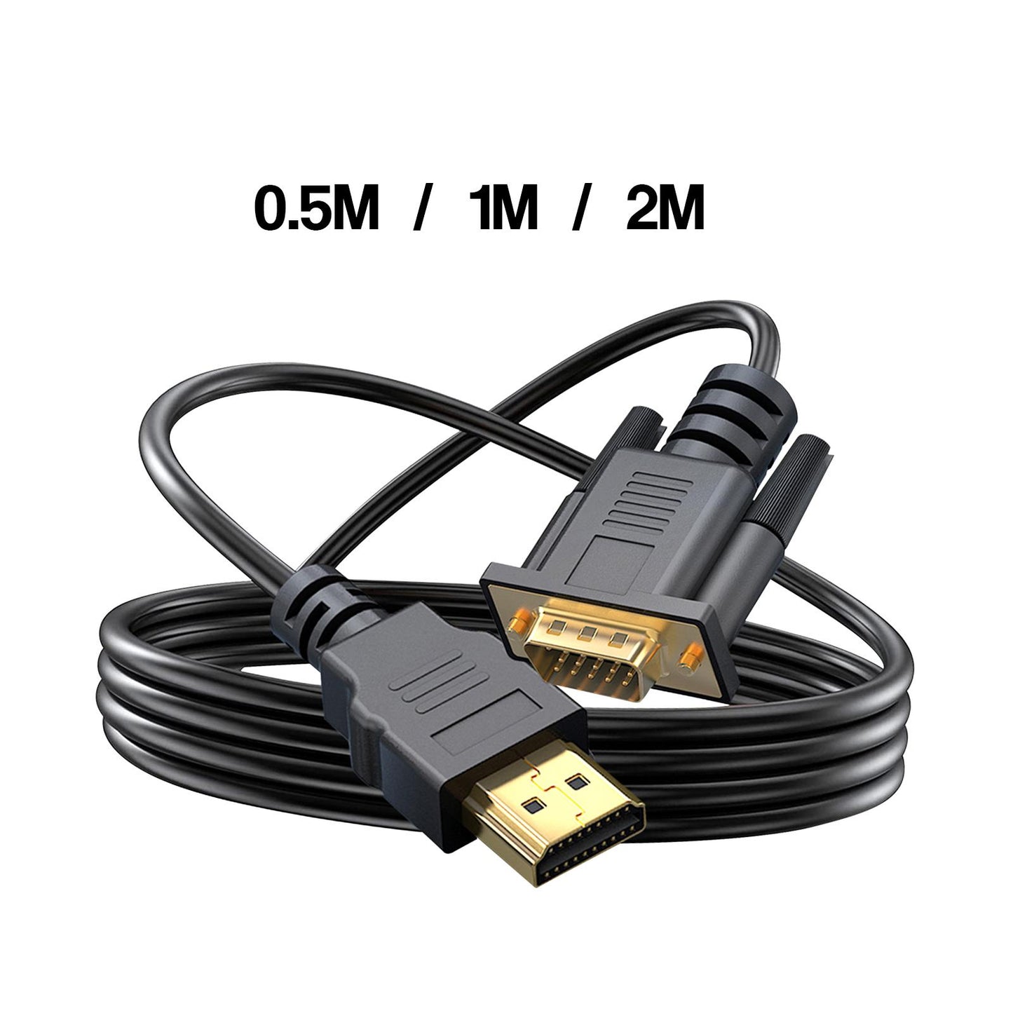 1080P HDMI to VGA Cable uni directional Video Cord for Notebook Desktop 0.5m