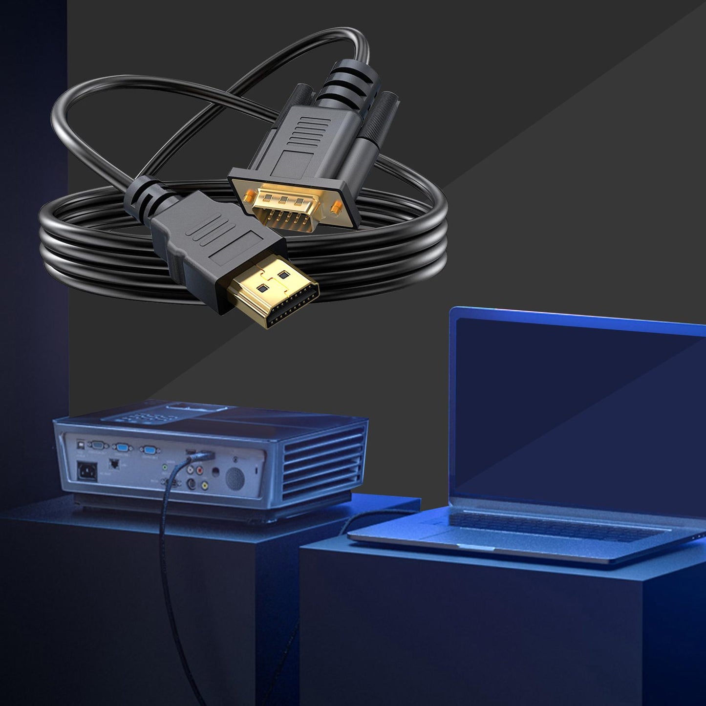 1080P HDMI to VGA Cable uni directional Video Cord for Notebook Desktop 1m