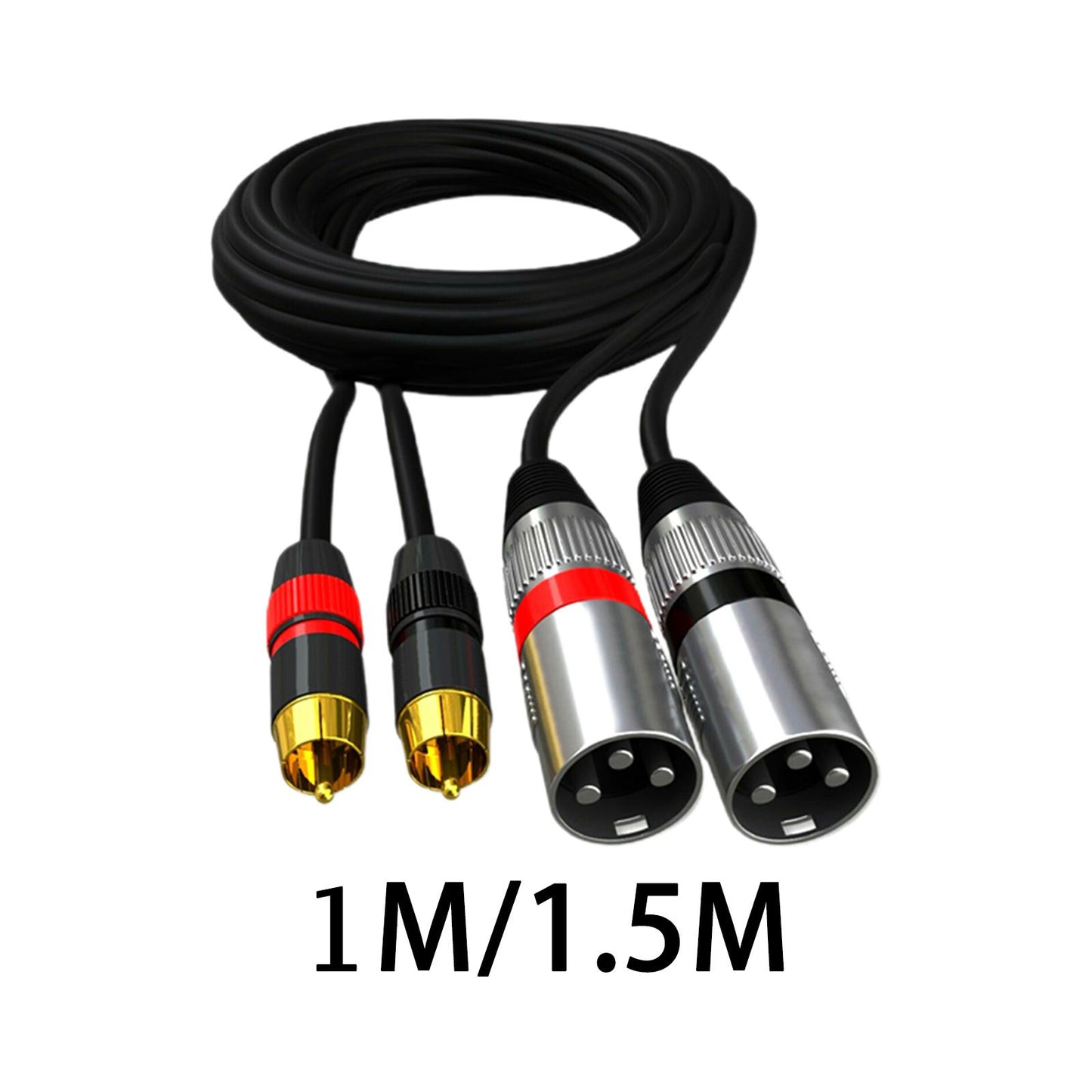 Dual RCA Male to Dual XLR Male Cable Splitter for Studio Monitor Amplifier 1m