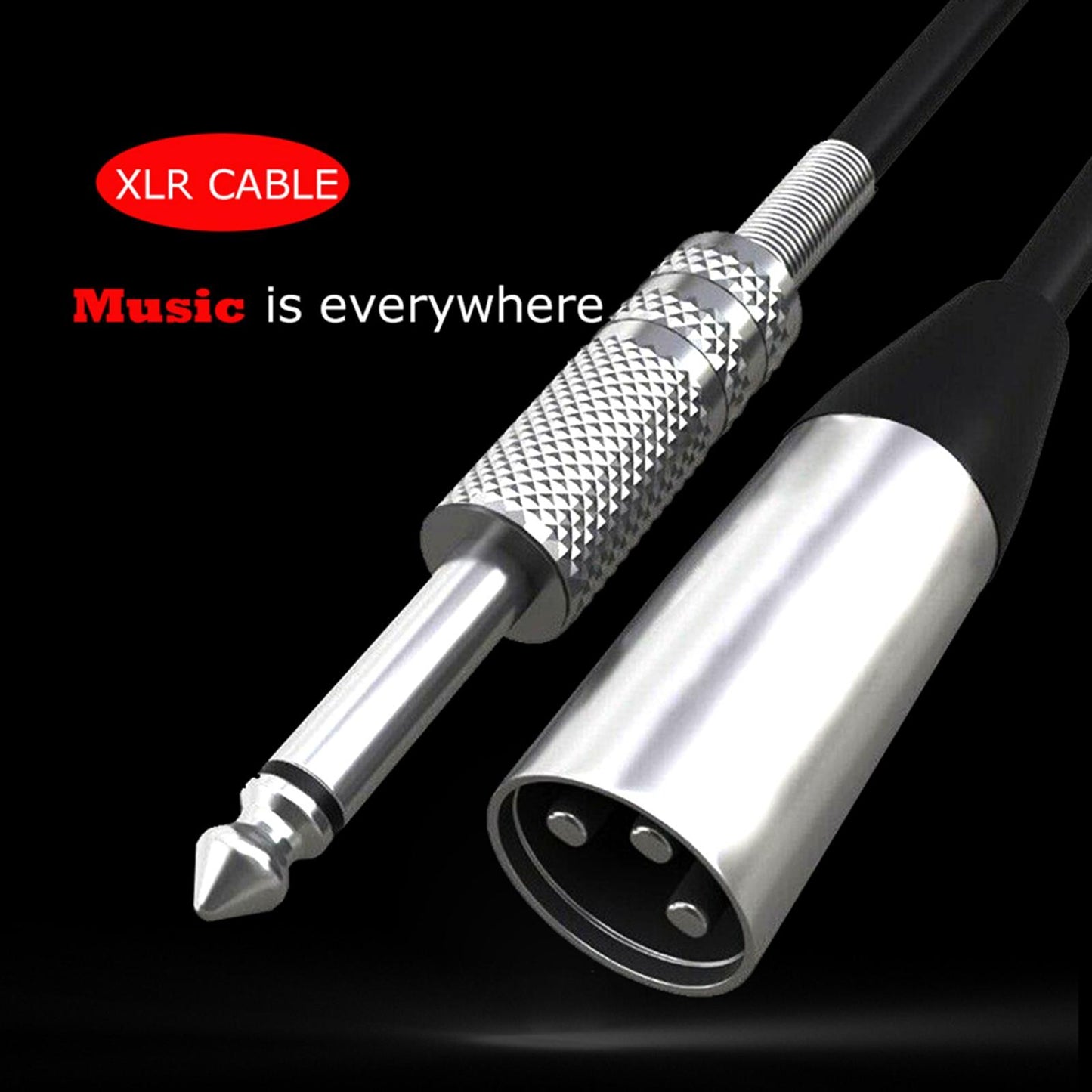 Mono Male (1/4 inch) 6.35mm to XLR Male Plug Cable Shielded Audio 1.5m