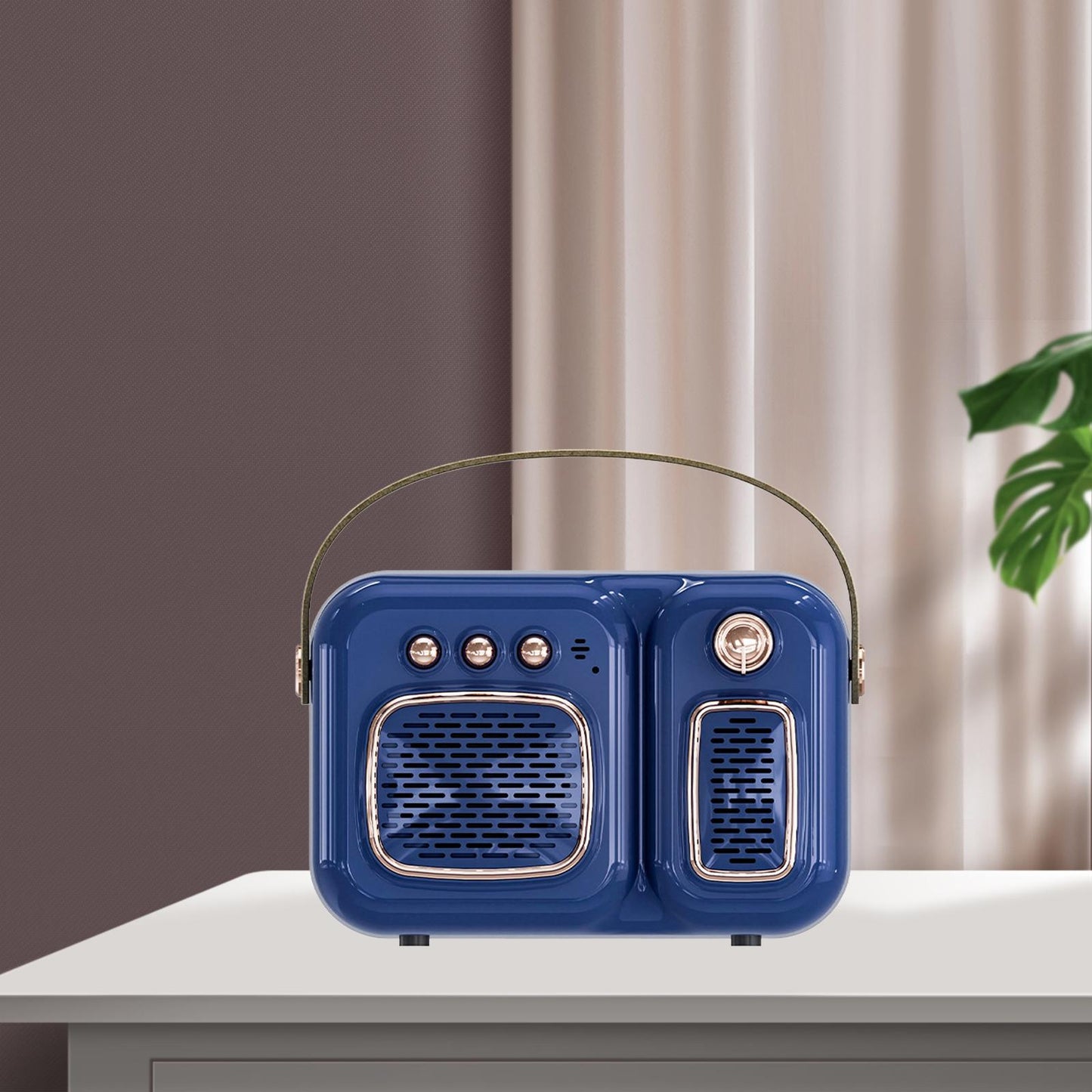 Retro Portable Wireless Speaker Battery Powered Practical FM Radio Blue