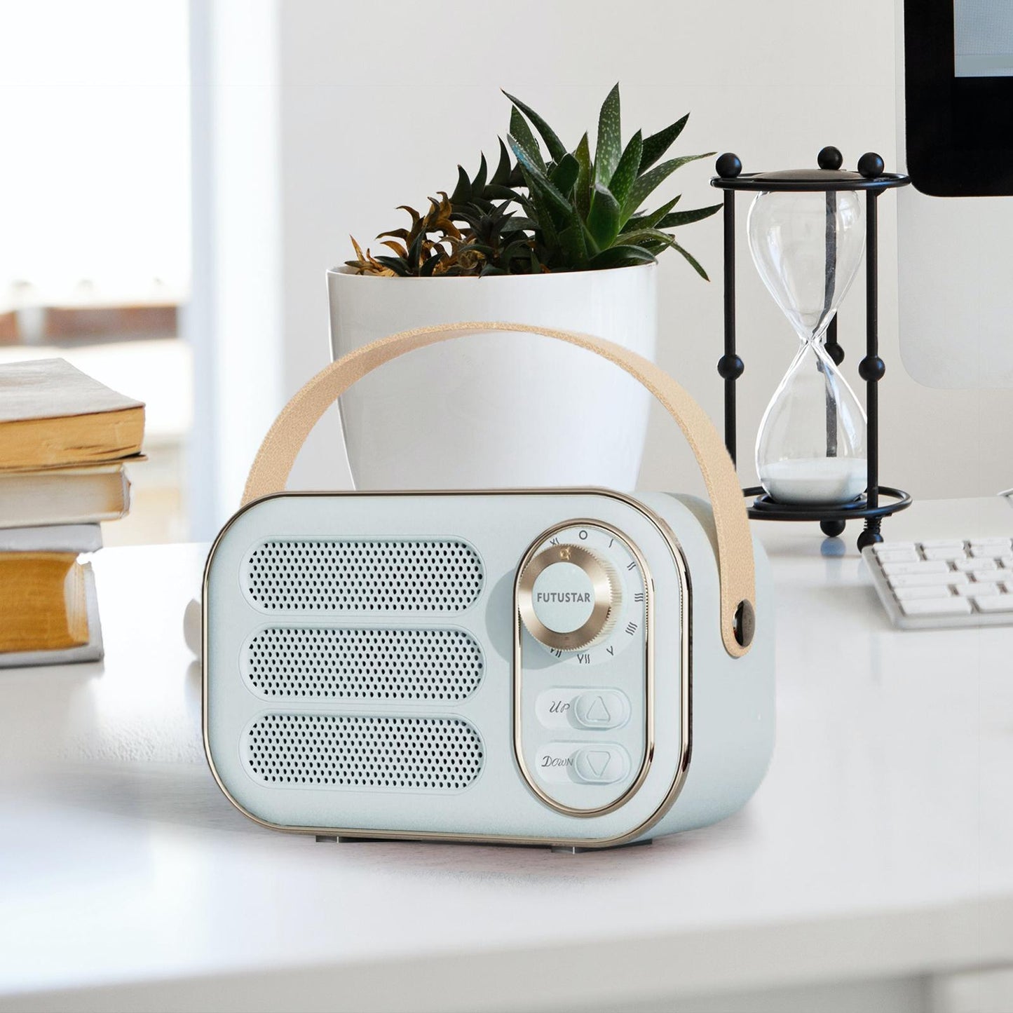 Retro Style Wireless Speaker Music Player Rechargeable for Home Decoration Blue