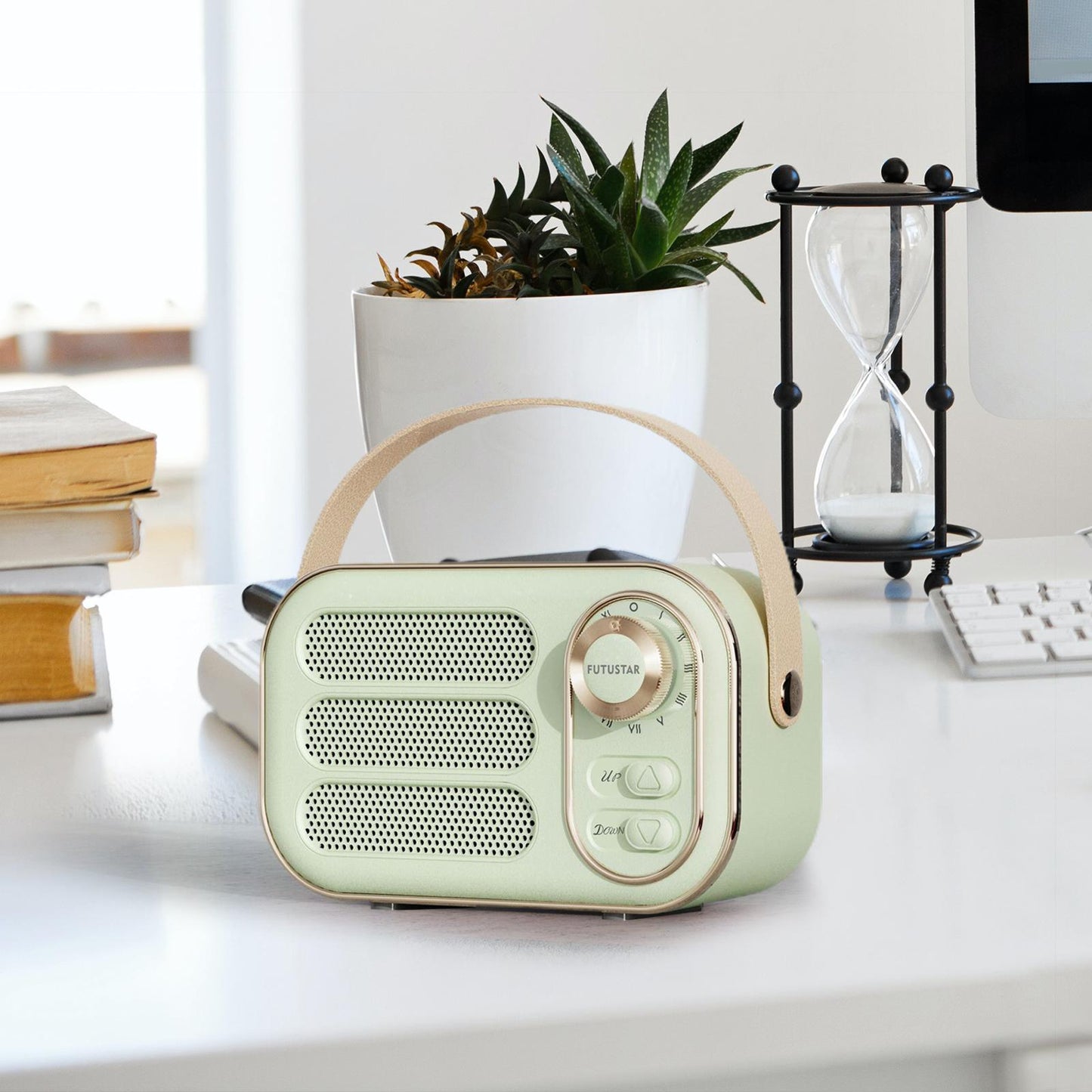 Retro Style Wireless Speaker Music Player Rechargeable for Home Decoration Green