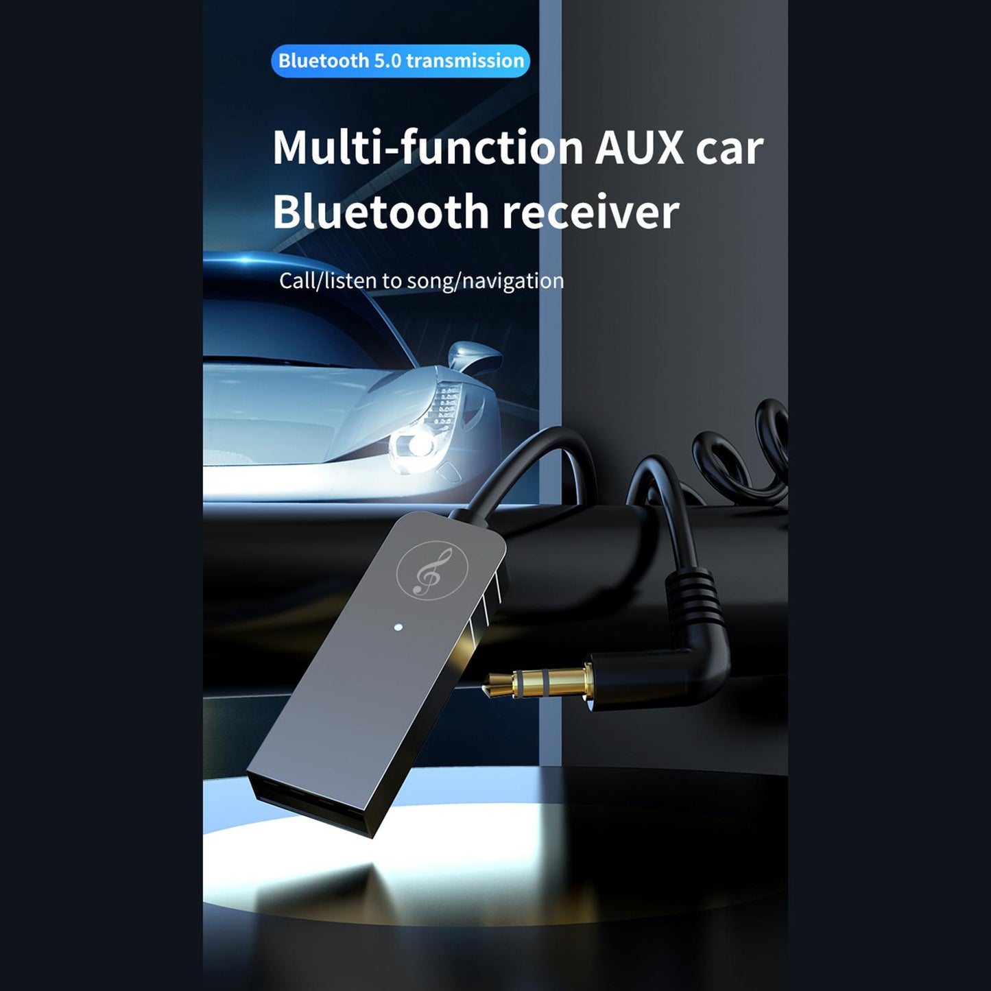 Car USB AUX Receiver Adapter 3.5mm Audio Receiver music for Speakers Black