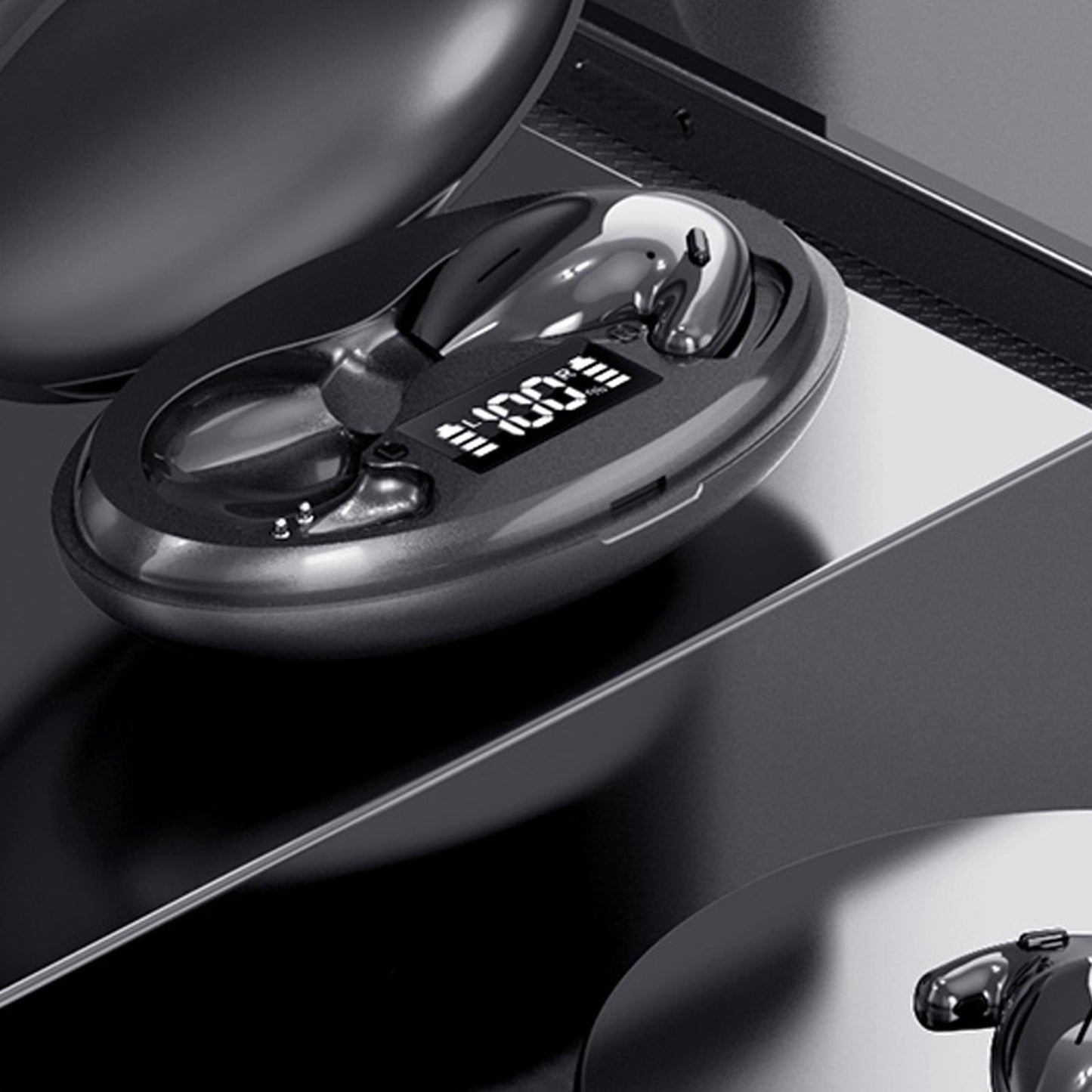 Portable Mini Sleeping Earbuds with 500mAh Charging Case for Sleeping Travel Black