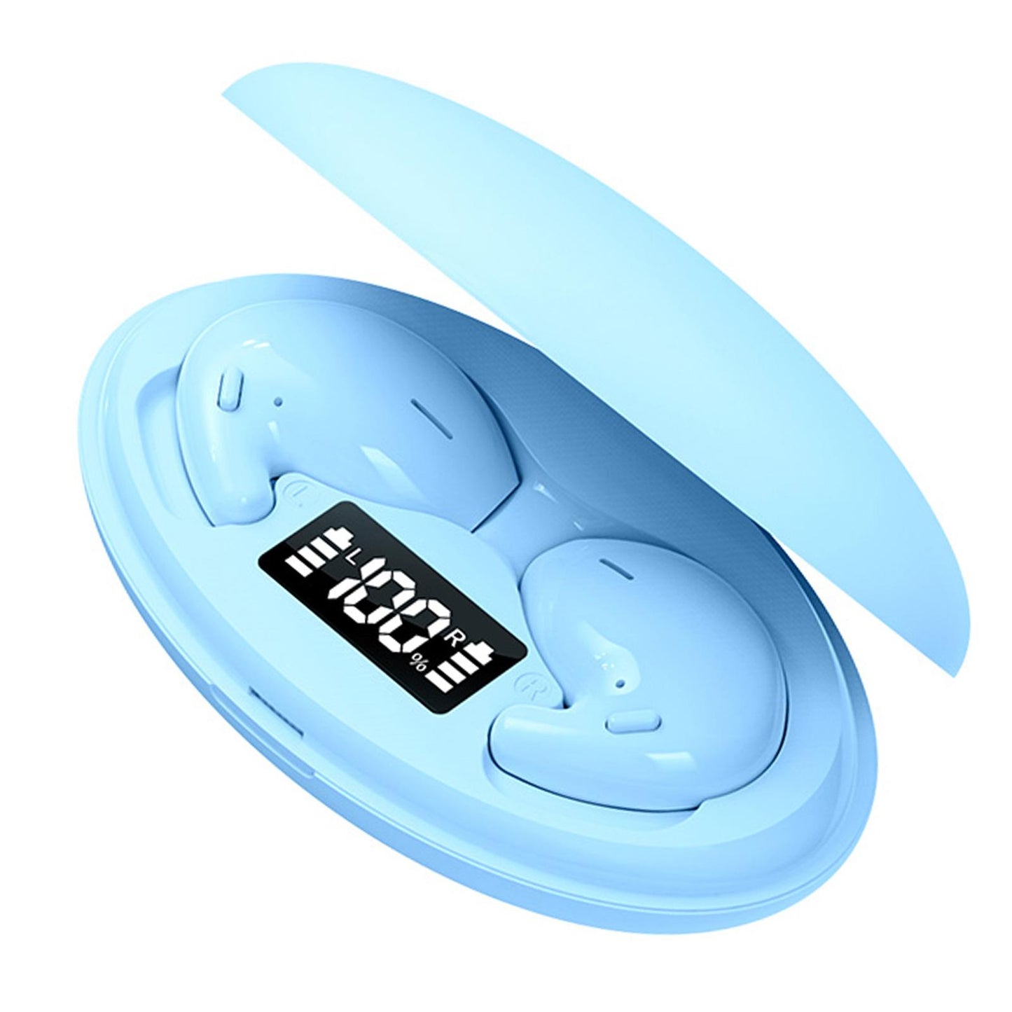 Portable Mini Sleeping Earbuds with 500mAh Charging Case for Sleeping Travel Blue